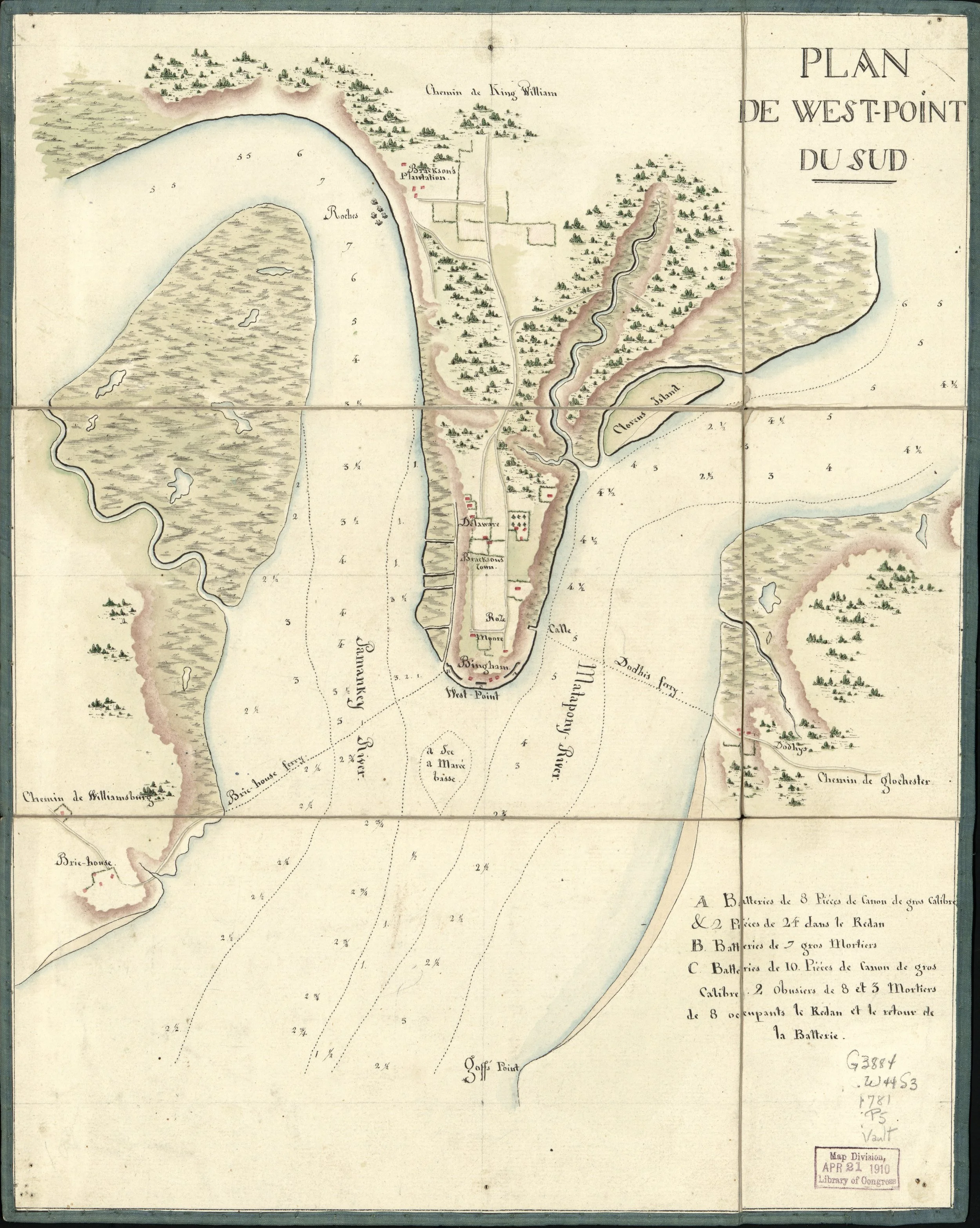 Plan de West-Point du Sud, 1781