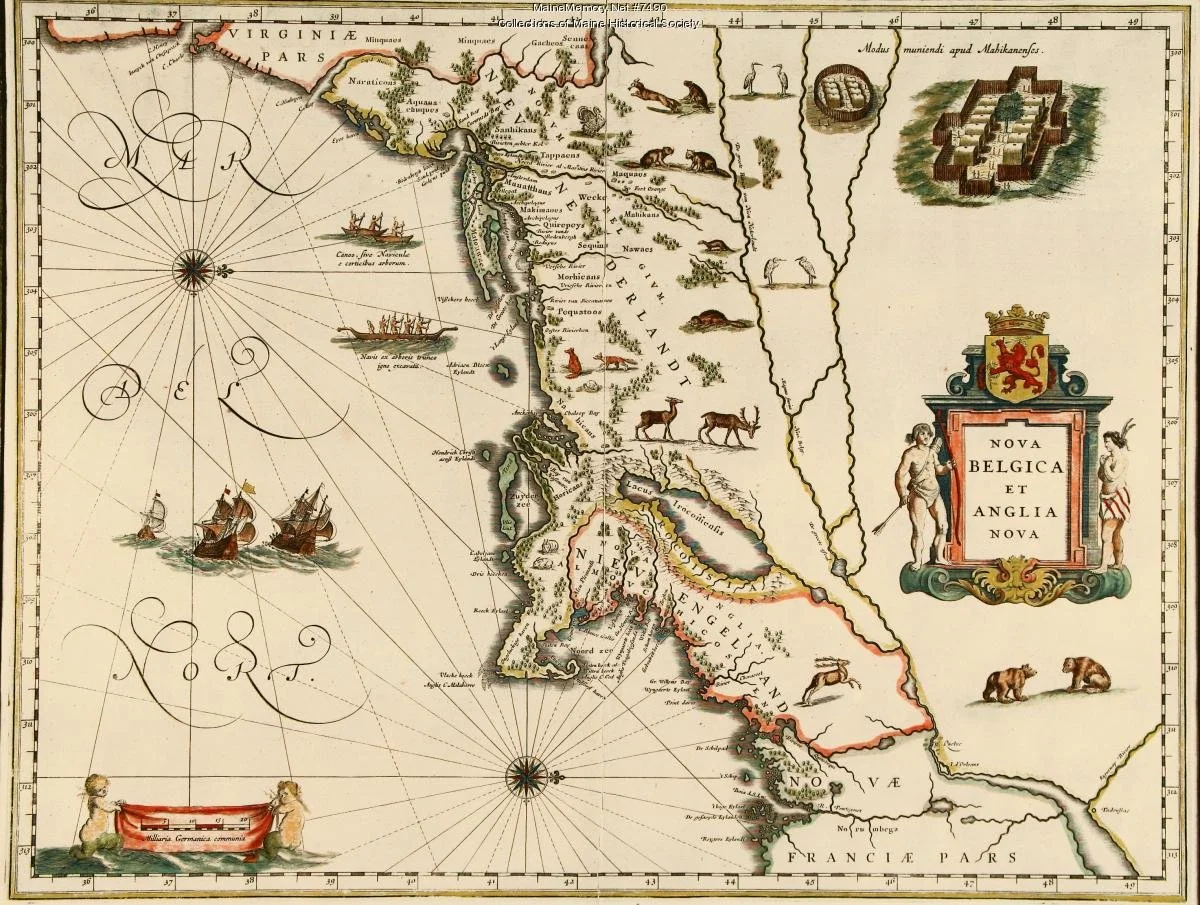 Map of New Netherlands (Nova Belgica) and New England (Anglia Nova), ca. 1635