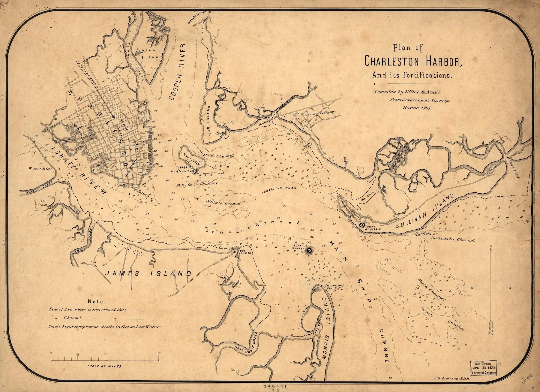 1861 Map of Charleston Harbor | Library of Congress