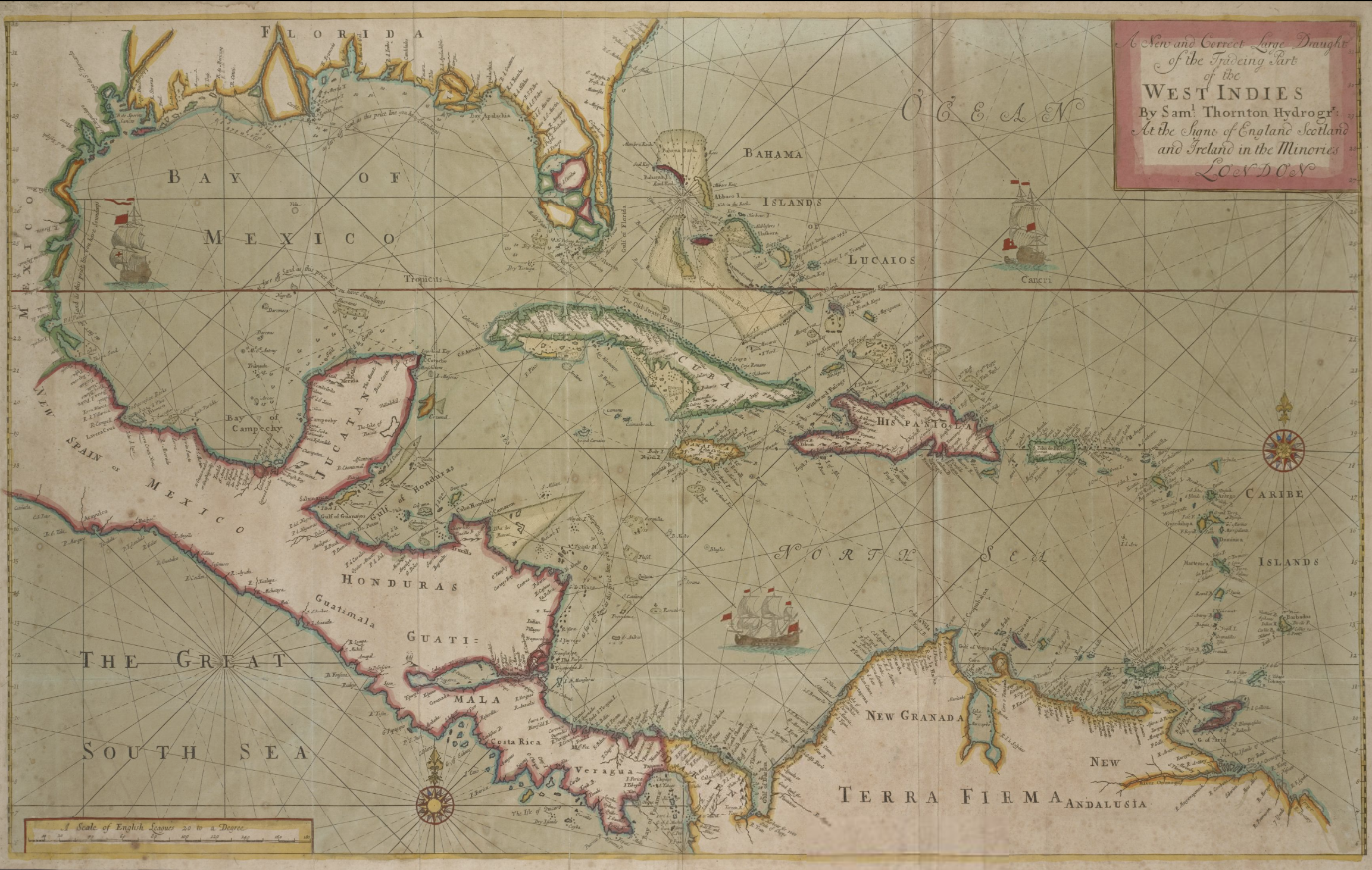Map of large draught of the trading port of the West Indies 