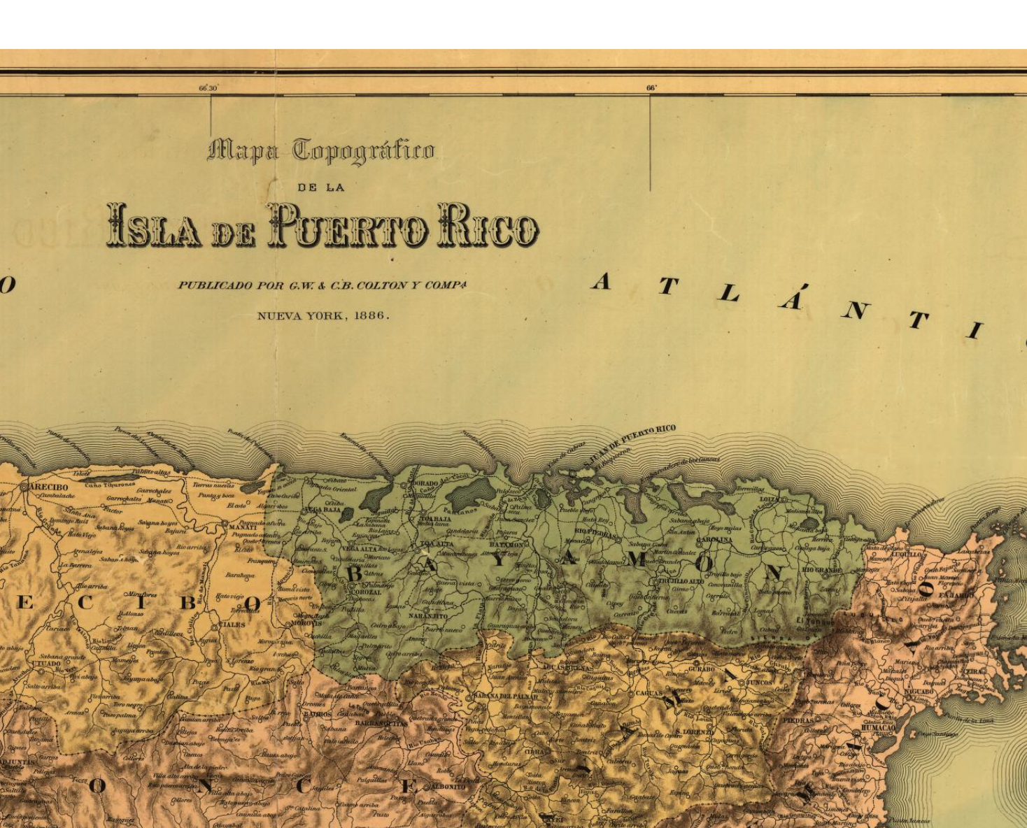 Mapa topográfico de la isla de Puerto Rico