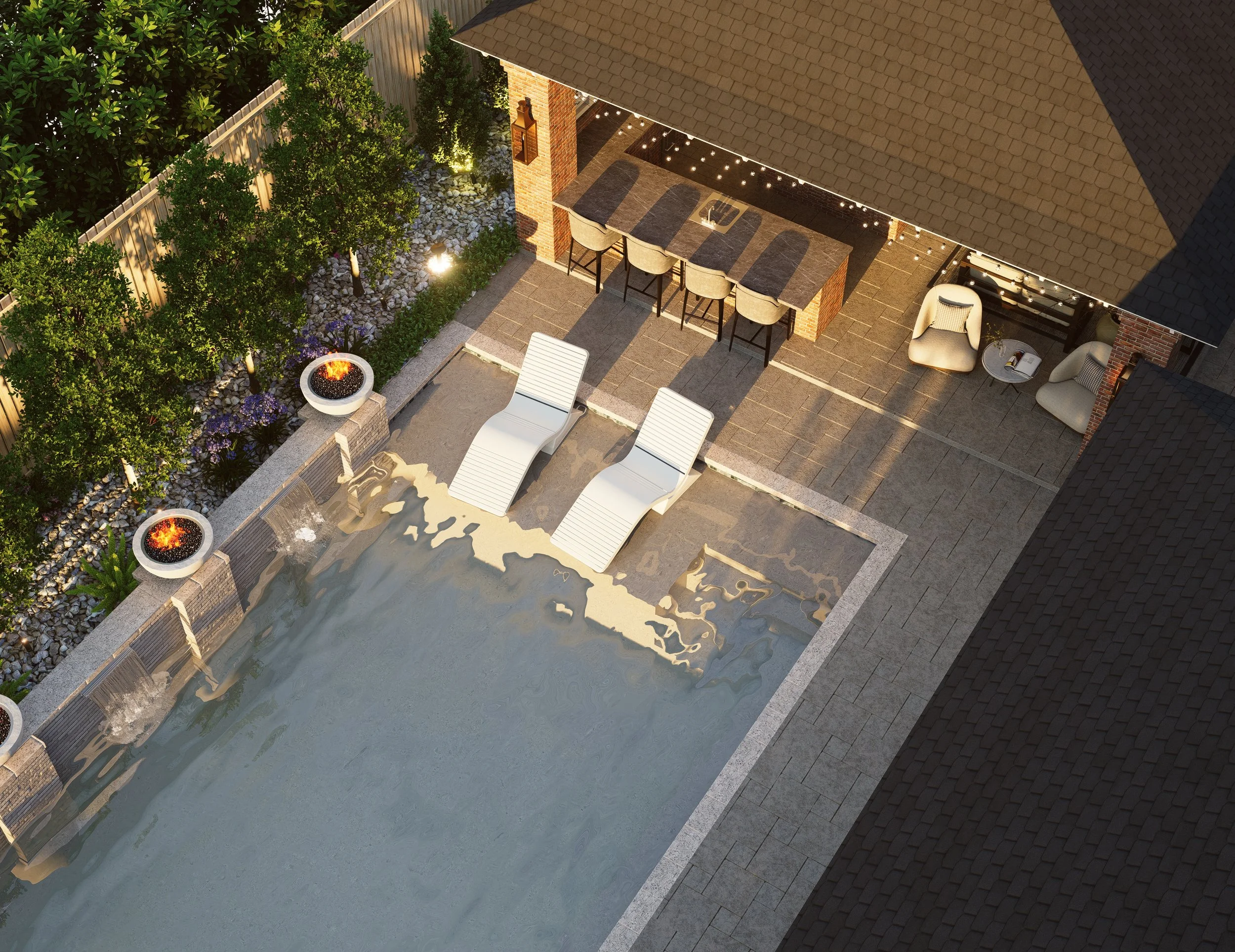 Verneuil Pool Pavillion, Aerial View - Kenner, LA