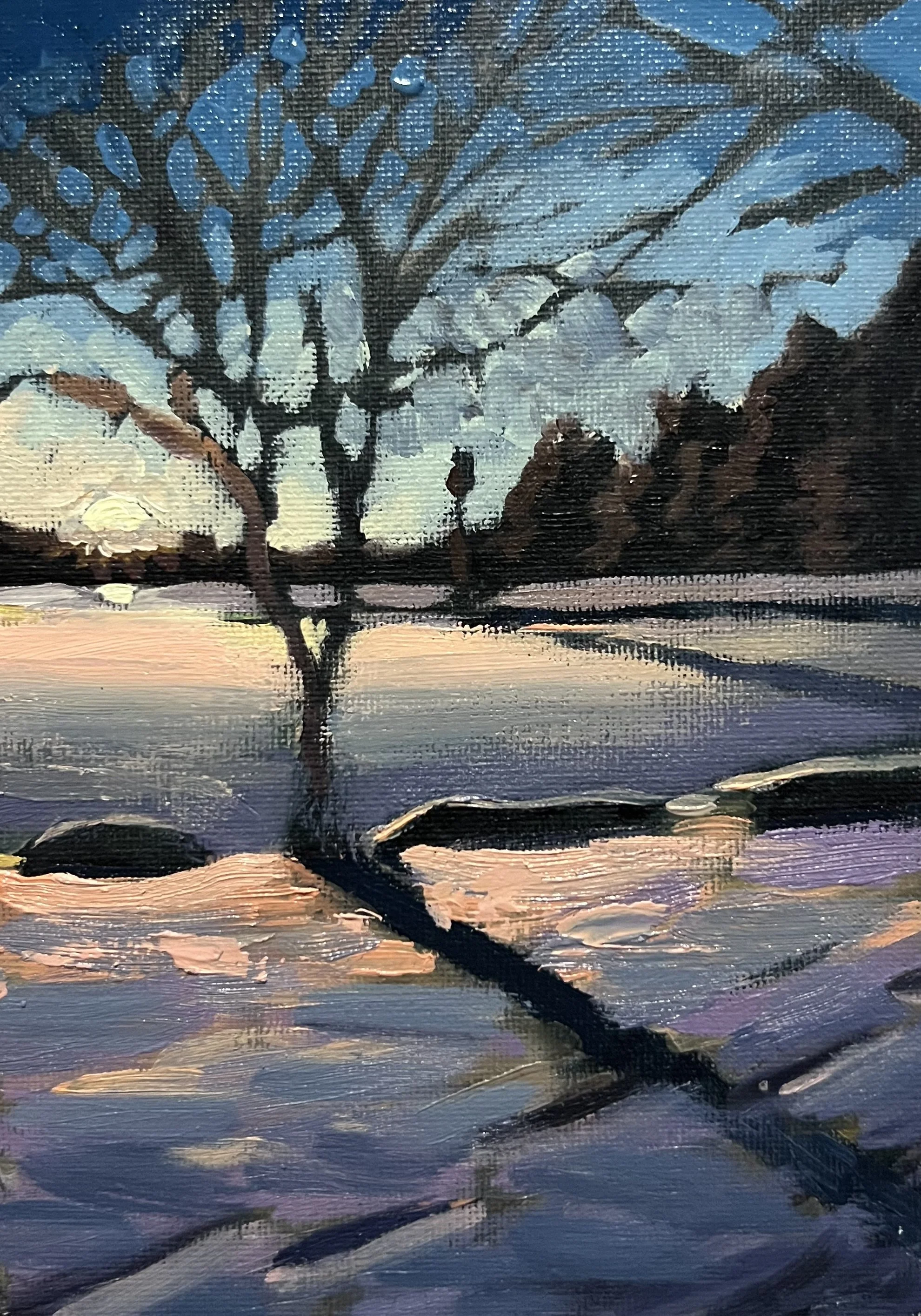 Sunset Over Snowy Field 5x7