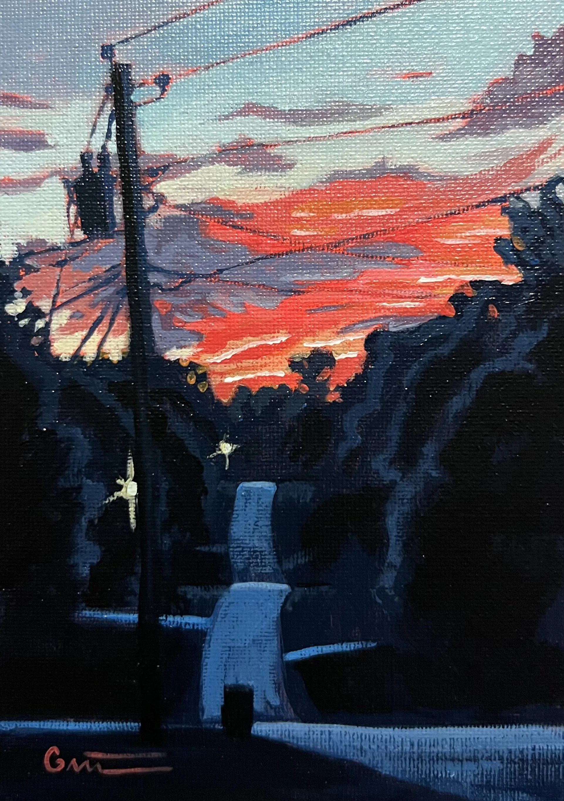 Sunset Over County Road 5x7