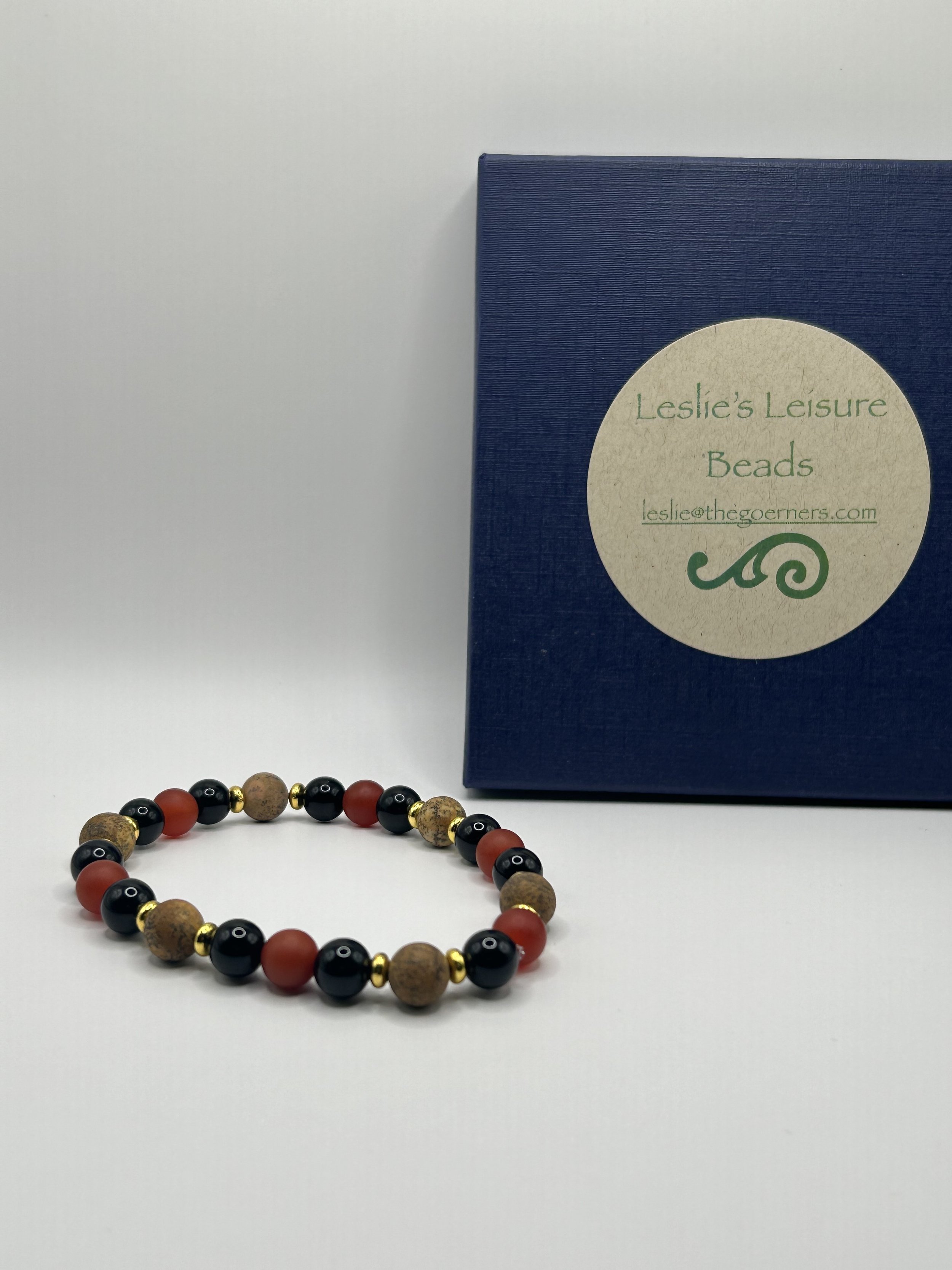 Onyx & Carnelian Bead Bracelet
