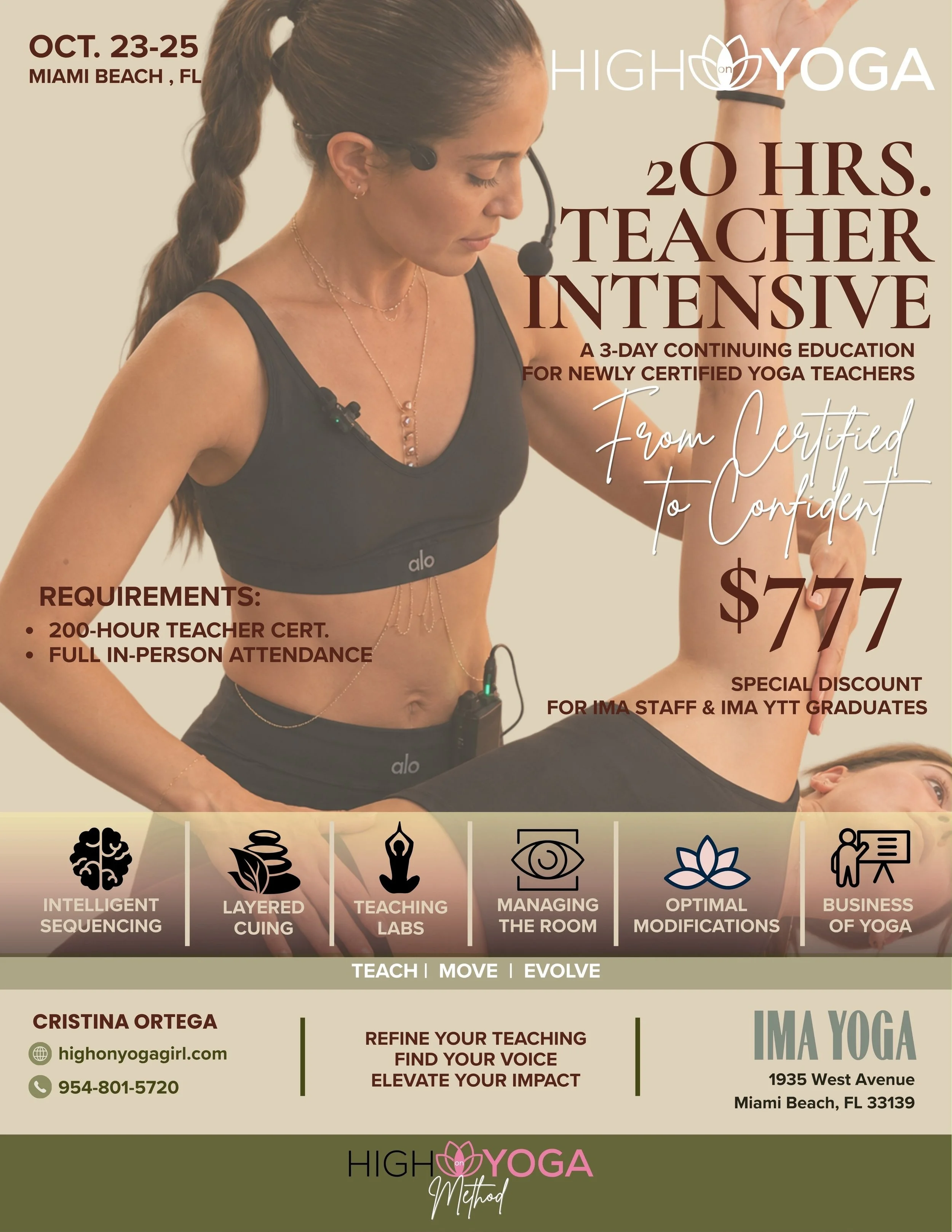 20-HOUR TEACHER INTENSIVE
From Certified to Confident with Cristina Ortega ✨

A 3-day continuing education experience designed for newly certified yoga teachers ready to move beyond their 200-hour training and step into the room with greater confiden