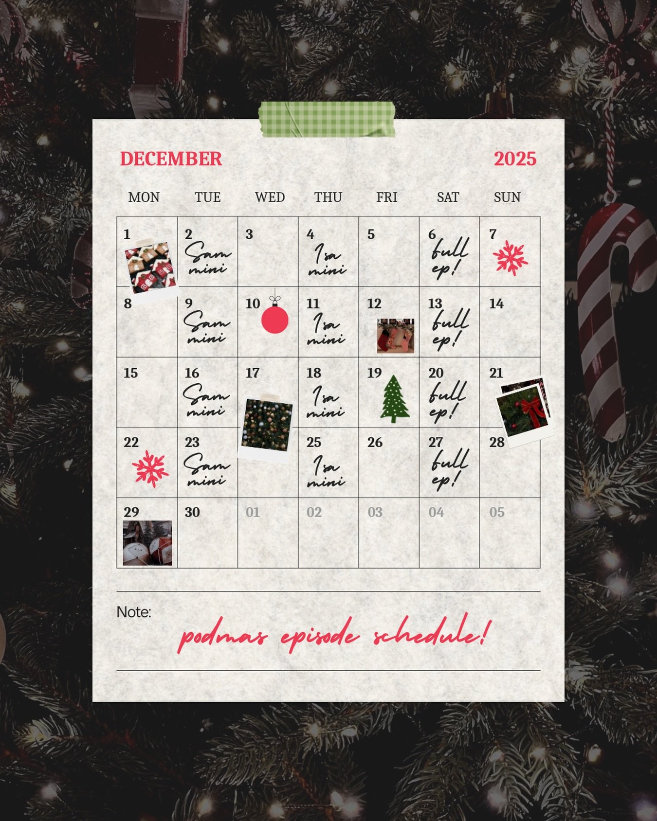 Podmas 2025 is officially here 🎄 and we&rsquo;re ready to spread all the holiday cheer 🪩 

Episode 1 of Podmas is out now! Sam is helping us kickoff the season with a festive life chat and we can&rsquo;t wait for Isa&rsquo;s mini this Thursday!! An