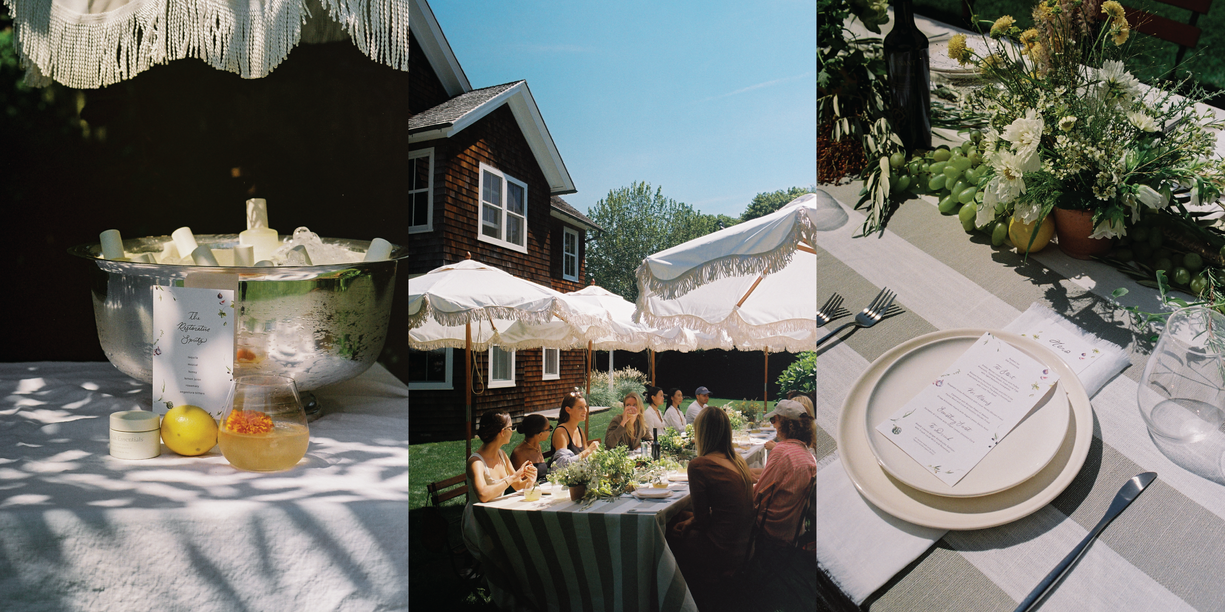 Stationery designs crafted for an Oak Essentials lunch event in Amagansett.