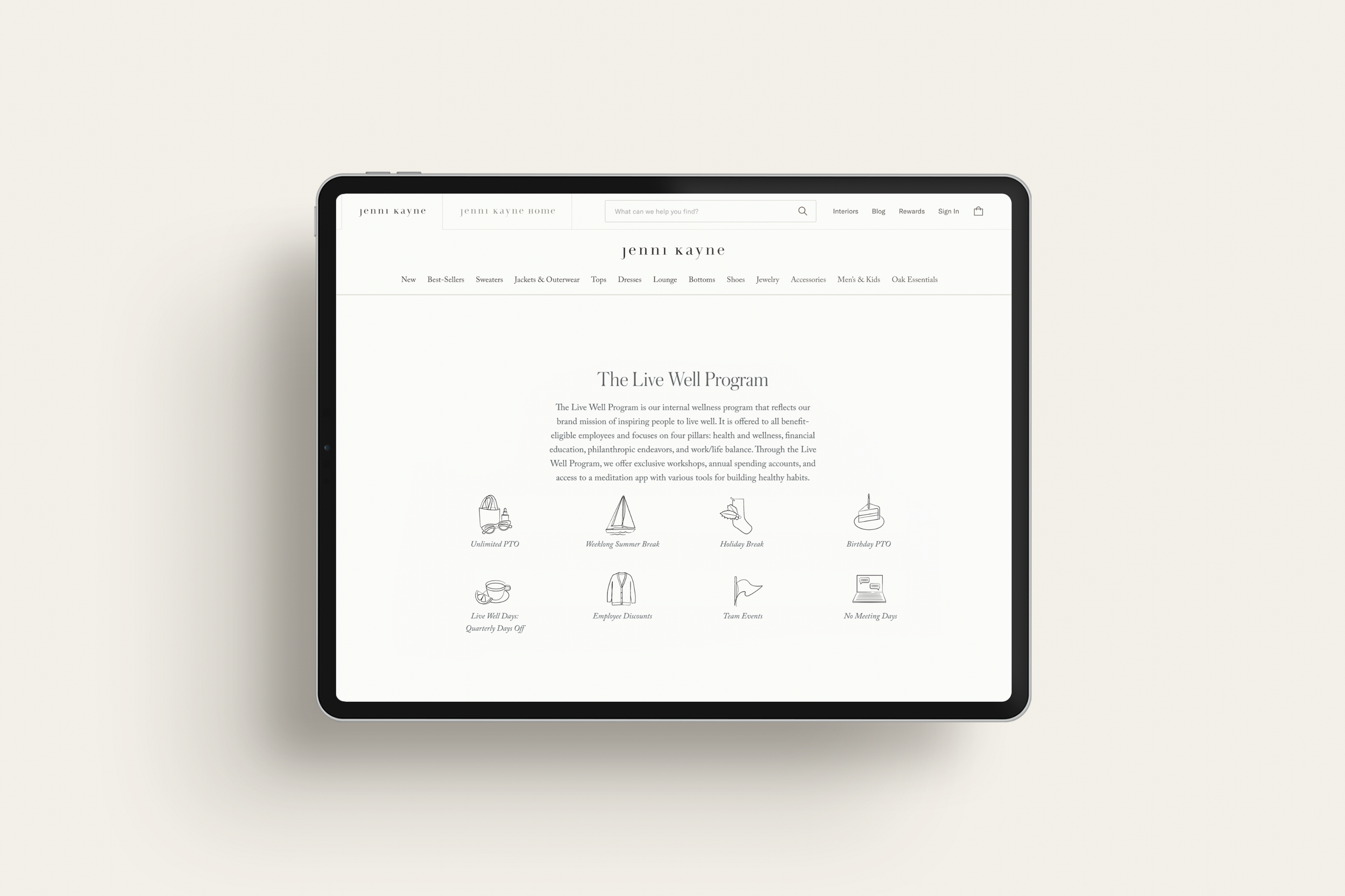 Custom icons designed for the Careers page to showcase the exciting opportunities available at Jenni Kayne to potential employees.