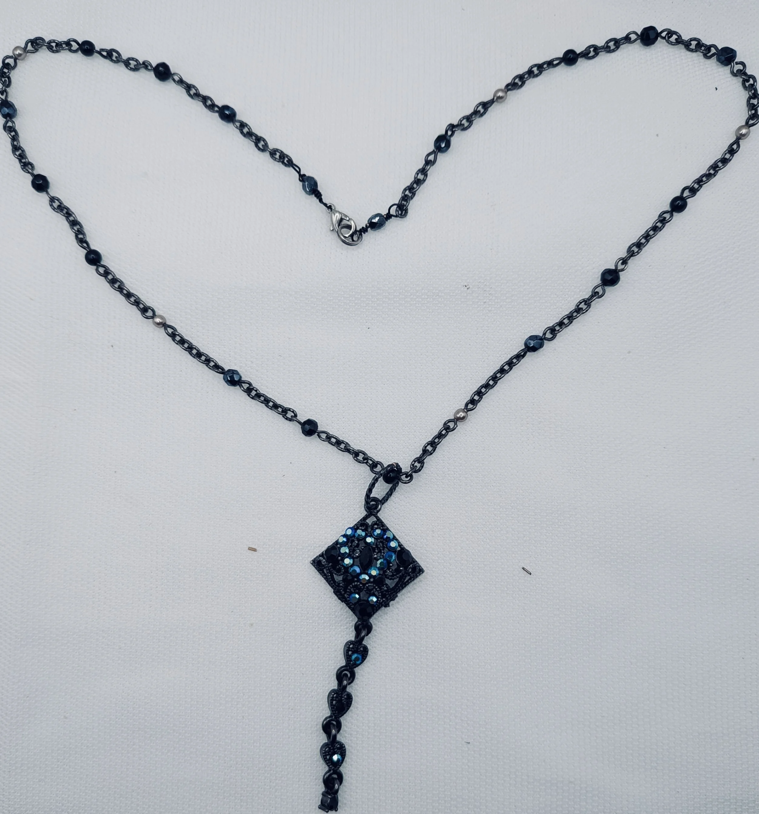 Vintage Black Blue Pendant Necklace