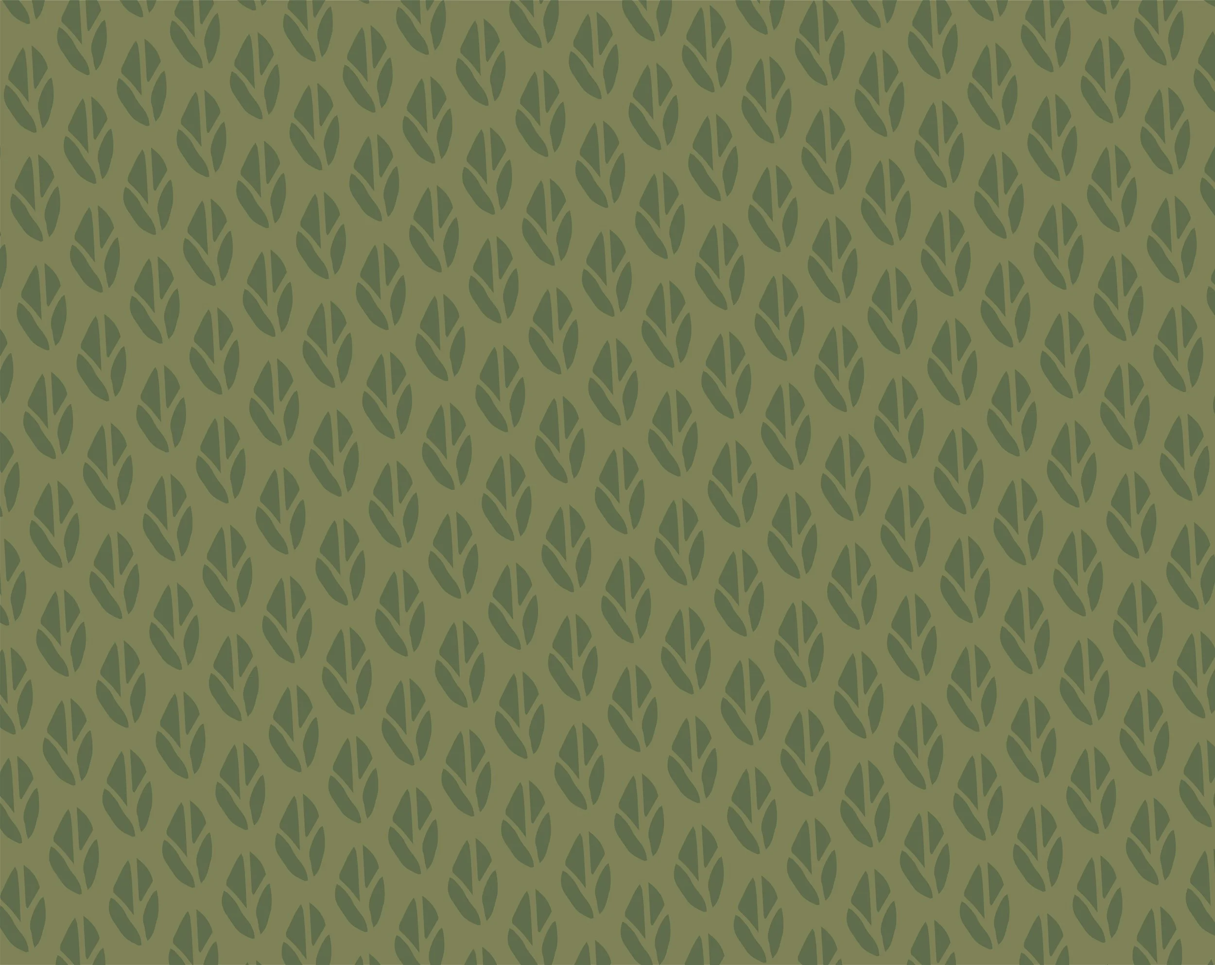Seamless green leaf pattern on a light green background