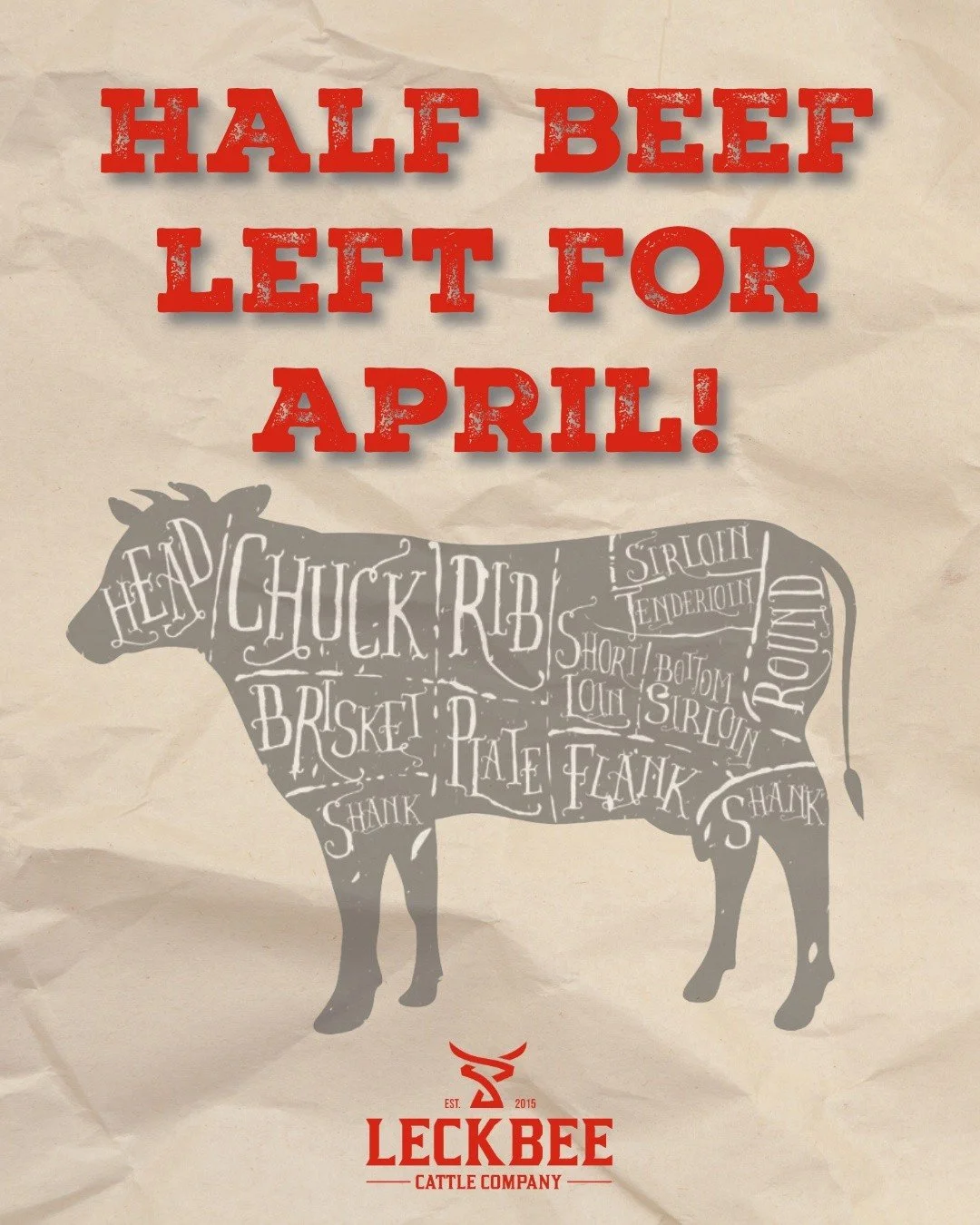 That last half beef for April is up for grabs 👀
Headed to Matt's Custom Meats&mdash;cut and wrapped just how you like it.
Real beef, real flavor, no regrets.
DM us if you want it! 🥩