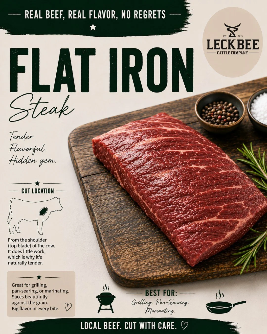 If I had to pick a steak that deserves more attention, flat iron would be right at the top of my list.

It's one of our house favorites, but I'm always surprised by how many people have never heard of it. Tender, flavorful, and quick to cook, it's on