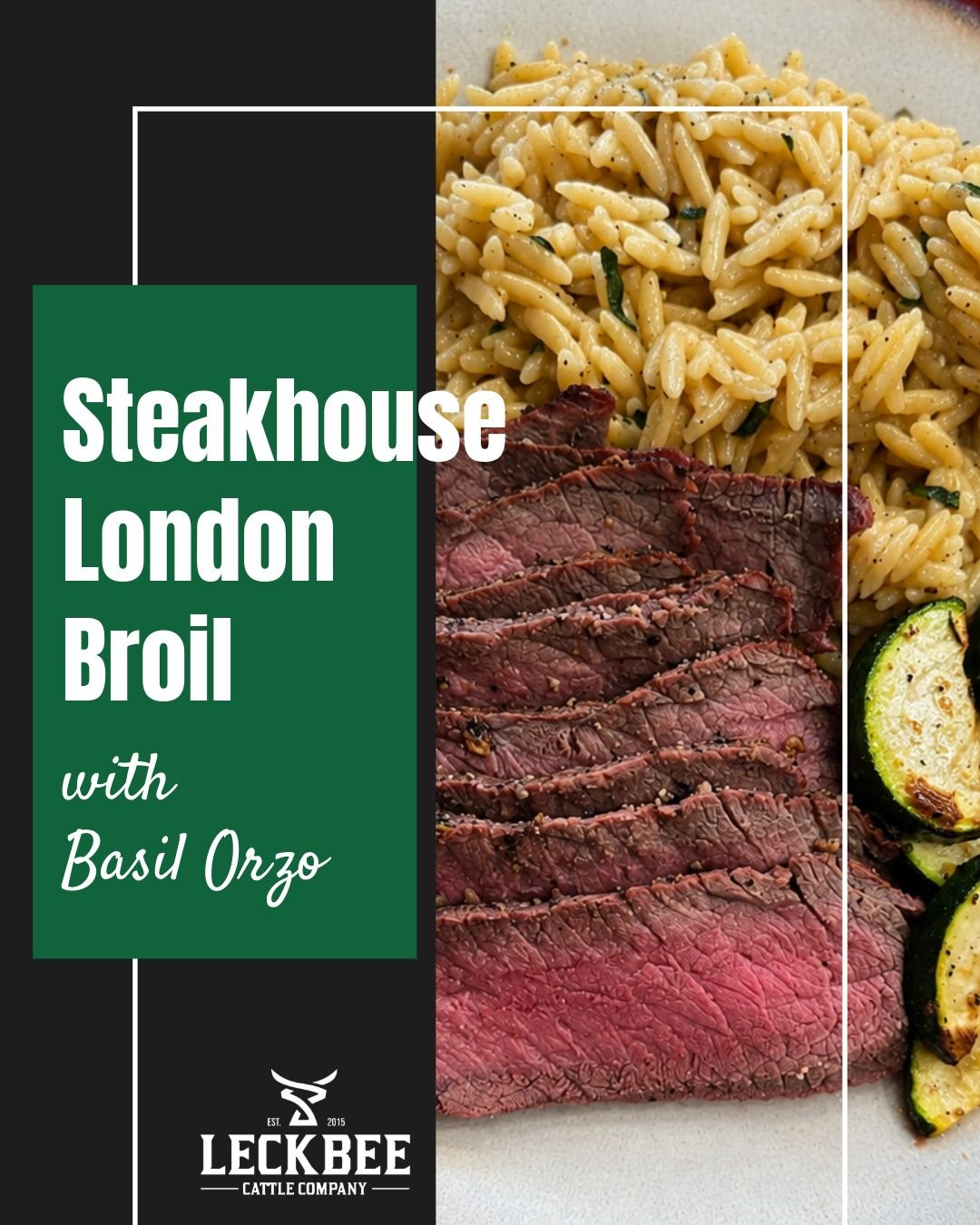 Steakhouse London Broil with Basil Orzo 🤎

This marinade does most of the work. Let it sit overnight, throw it on a hot grill, and dinner comes together with very little effort.

Paired with buttery basil orzo and a simple summer vegetable, it's one