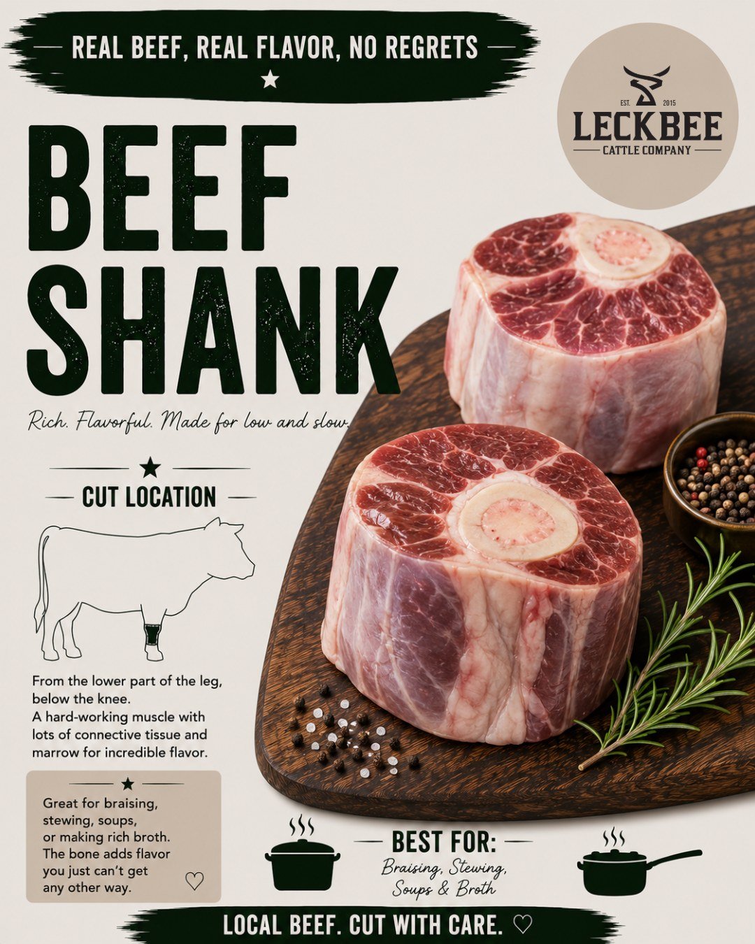 Beef shank is a good example of why &ldquo;tough&rdquo; doesn&rsquo;t mean it&rsquo;s a bad cut.

This muscle does a lot of work, which means it has plenty of connective tissue. Give it enough time cooking low and slow, though, and all of that starts