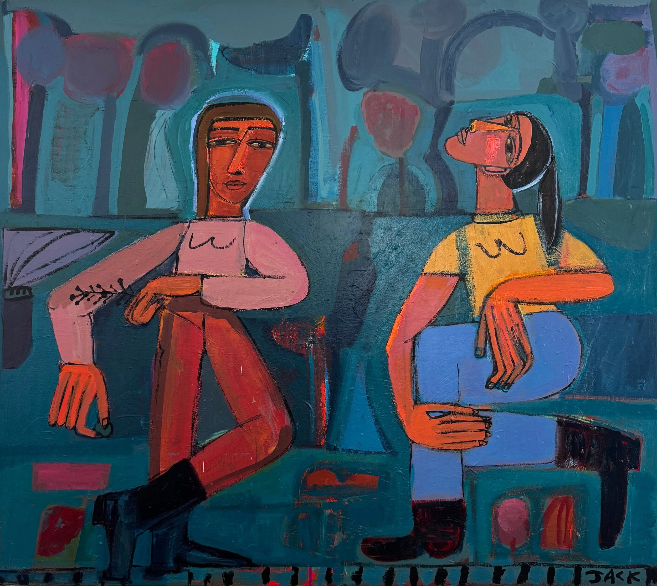  Rebecca Jack   
 Moon rising 
 acrylic oil on canvas  
 "46” x 52x "1.5” 