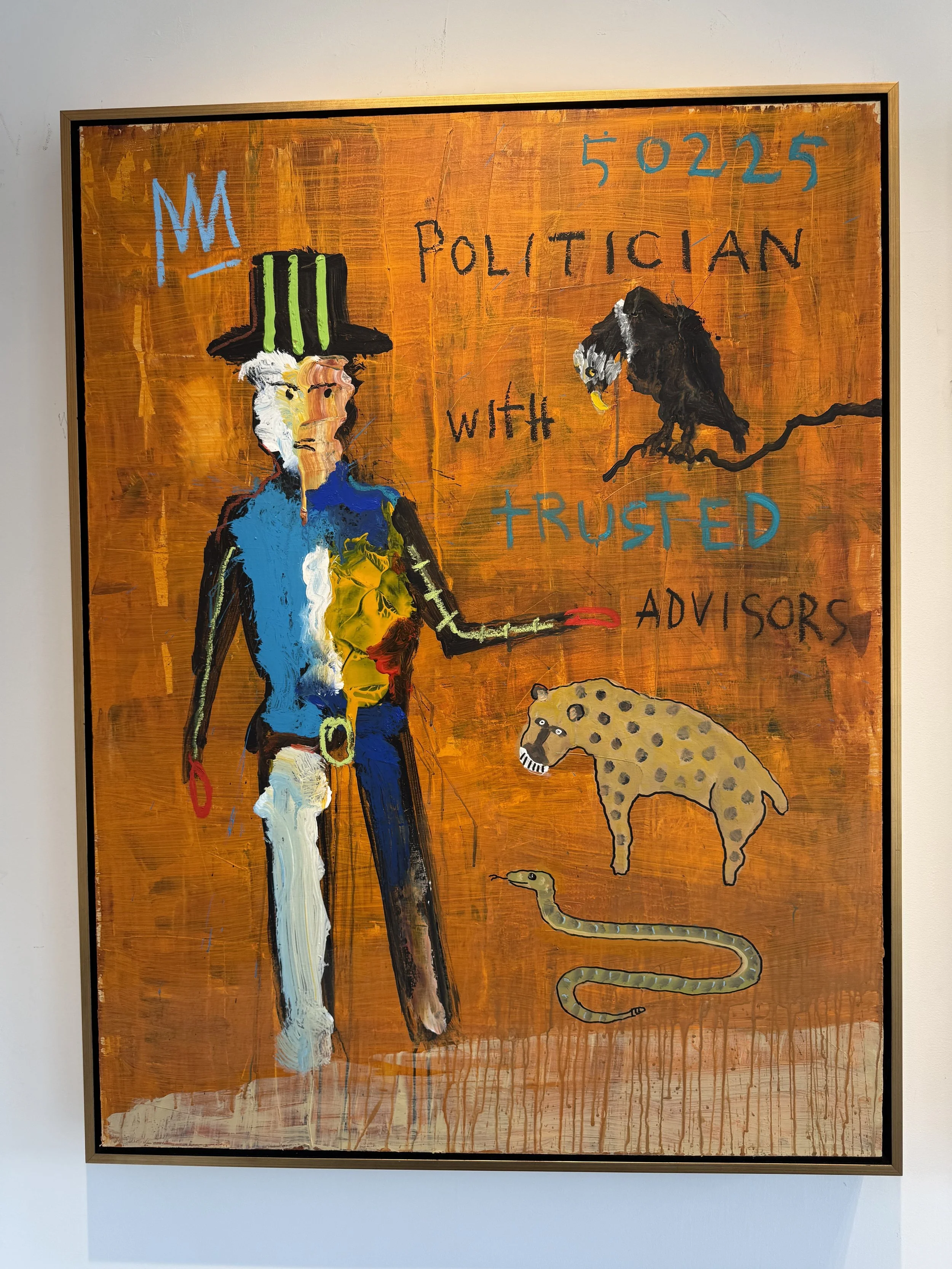   AVAILABLE
  Michael Snodgrass
  "The Politician"
  42x32 framed
  acrylic oil on board
  $8000