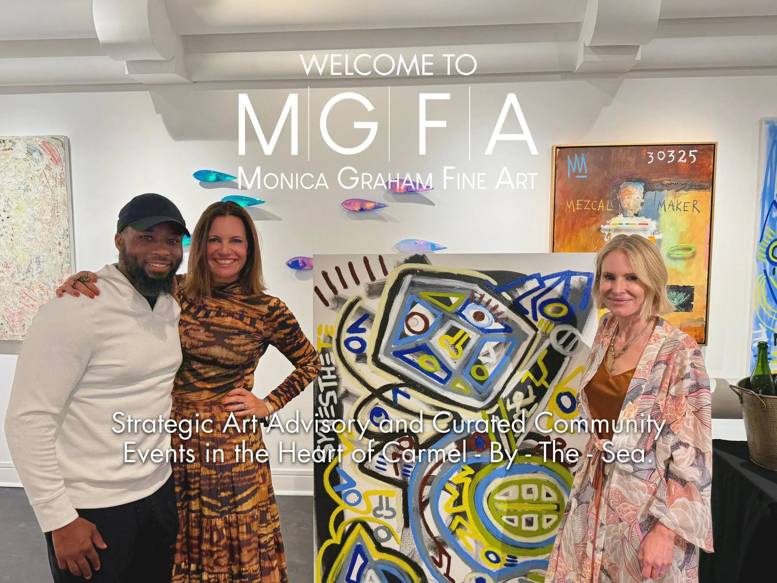 Curated contemporary art installation in a high-end luxury residence, managed by Monica Graham Fine Art Private Advisory in Carmel-by-the-Sea.