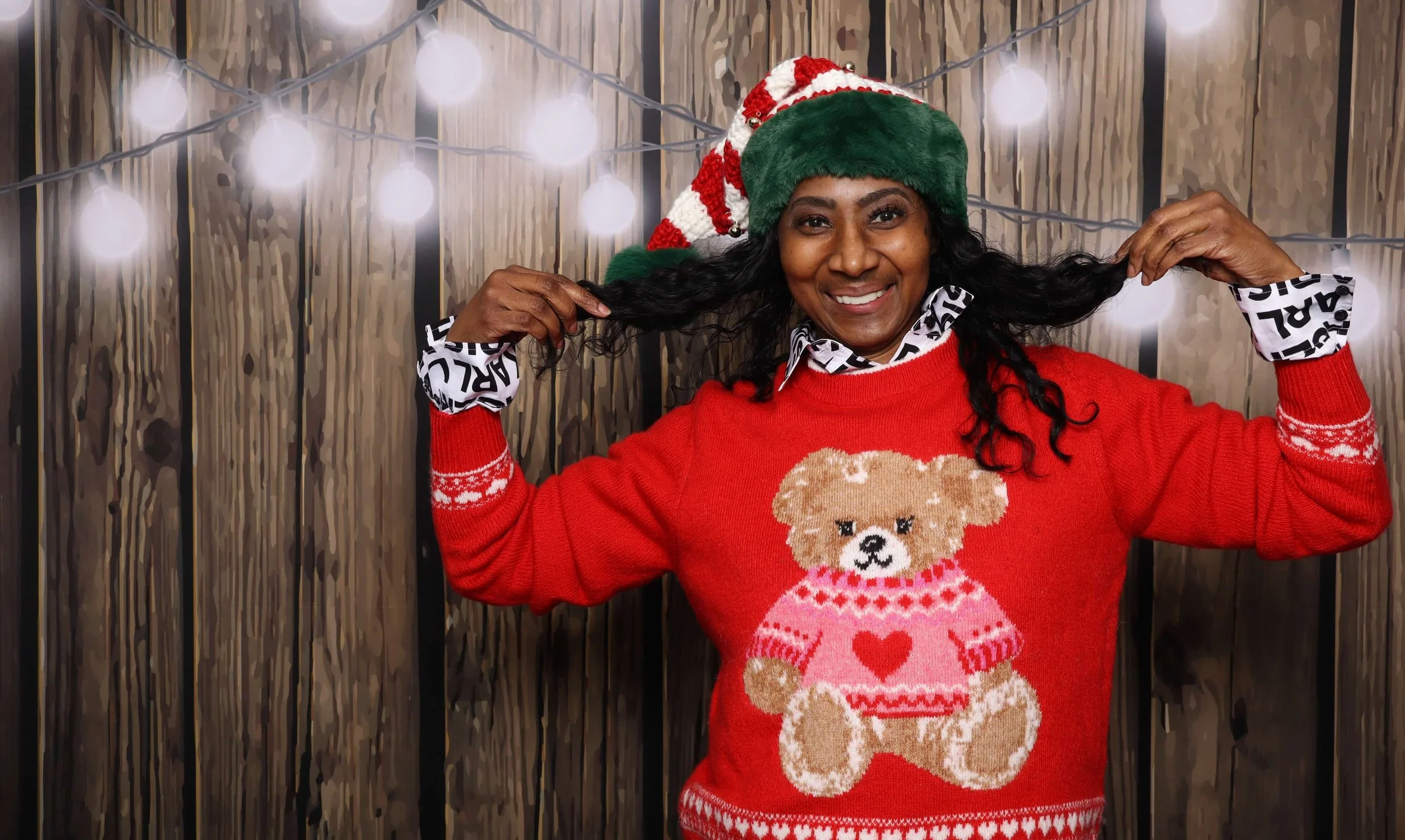 Holiday Photo Booth Memphis woman with fun Christmas sweater