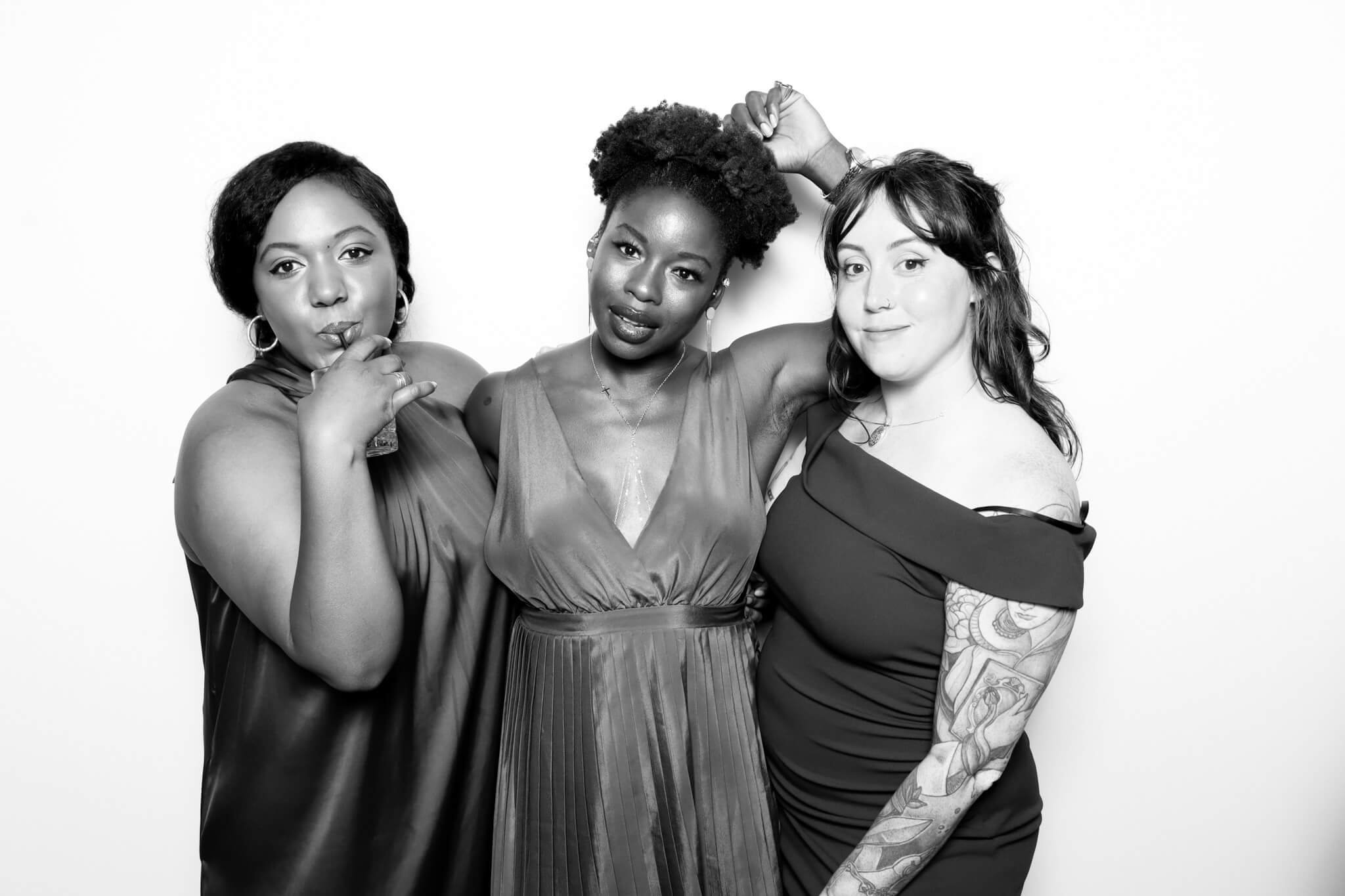 Woman posing playfully in Photo Booth outside Cameo in Memphis