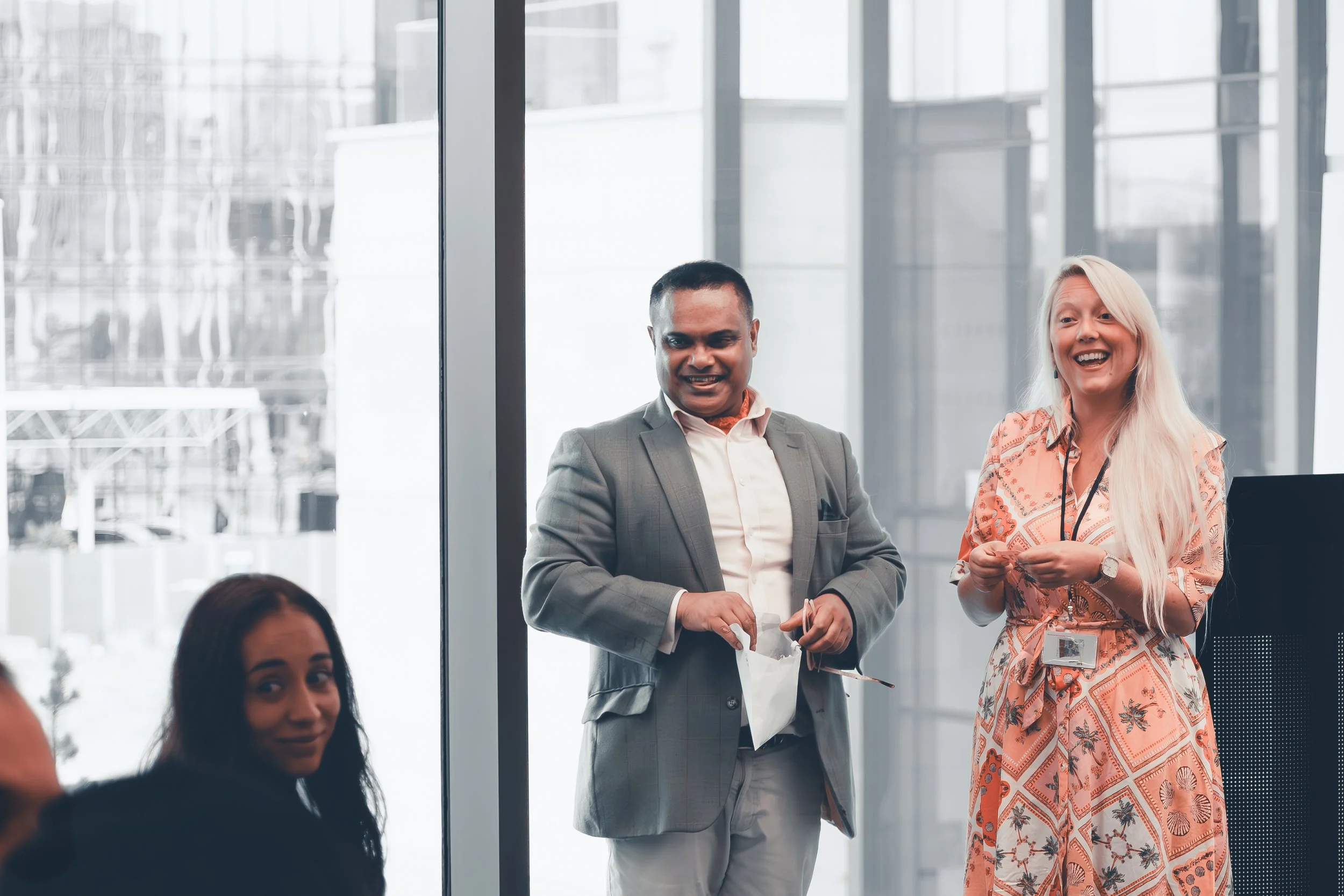 Harriet Fay Giles is doing the honours of announcing the name of the lucky ticket winner. 