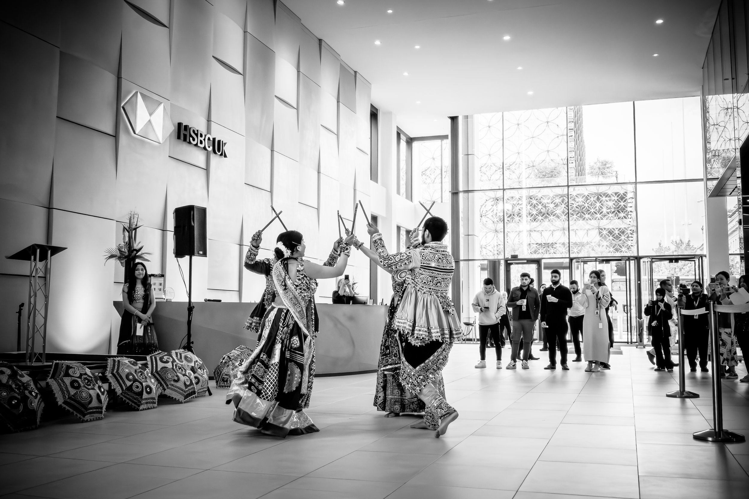 Dance N Beats crew began performing 'Garba'. which is a traditional folk dance from the Indian state of Gujarat