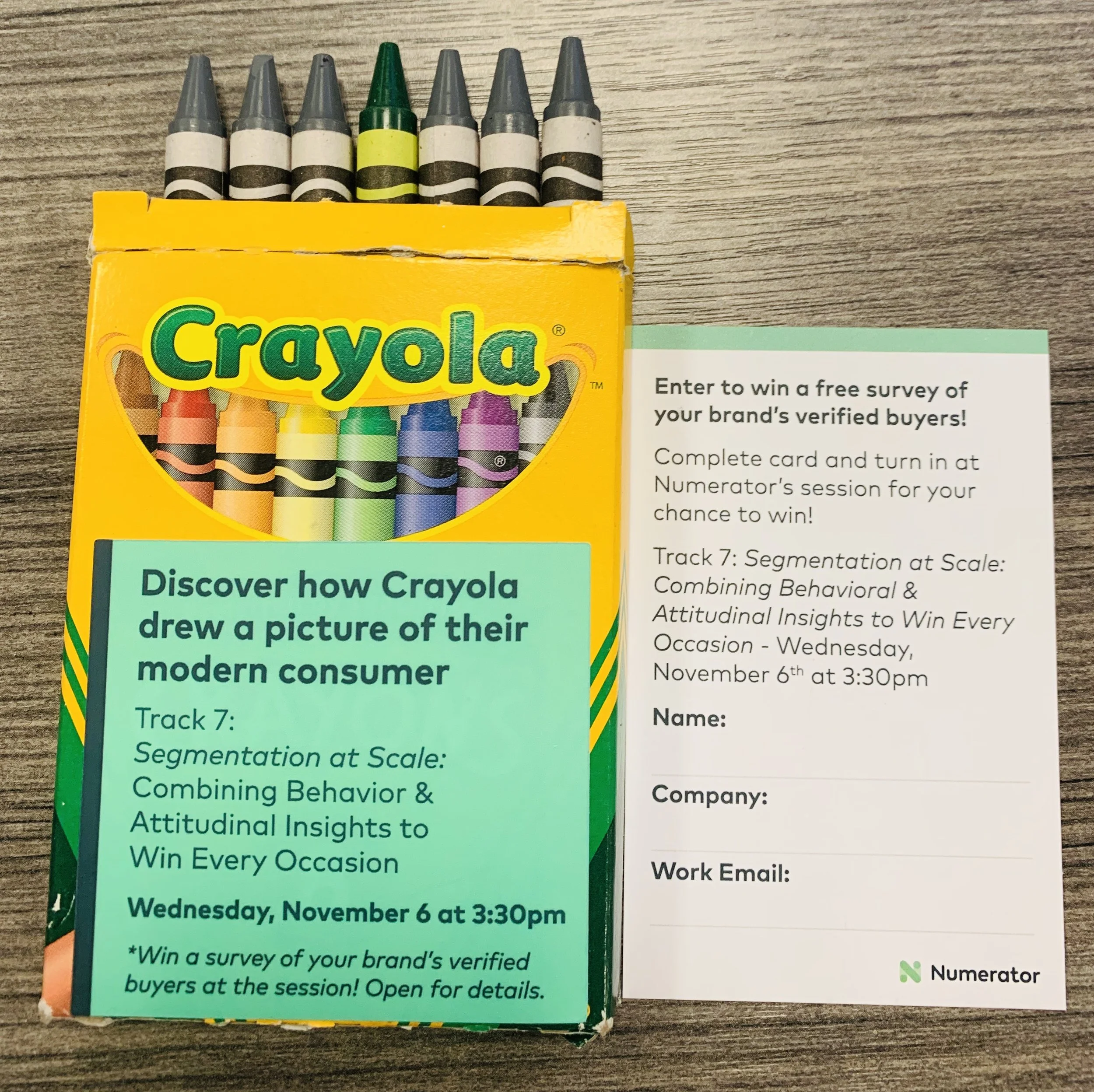 Conferences are noisy with competing brand messages and attendees are busy. Stand out with an on-brand postcard alternative and a product giveaway to draw attention to your session.