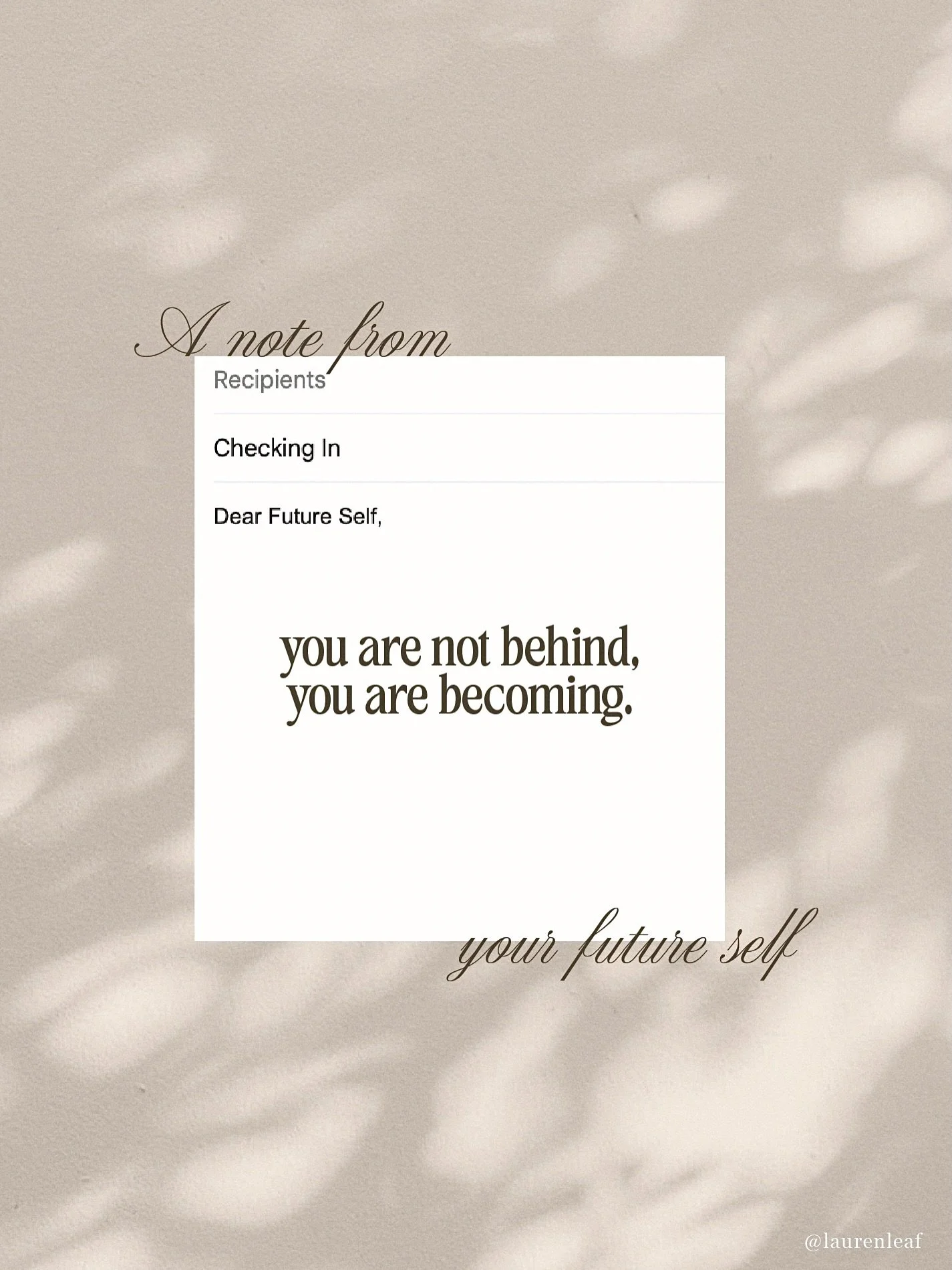 To all the creatives building their dreams this year, keep going. Your future self remembers everything you&rsquo;re doing and building, even in the small, quiet moments.

Write the email your future self needs to hear today.🤍

#creativeentrepreneur
