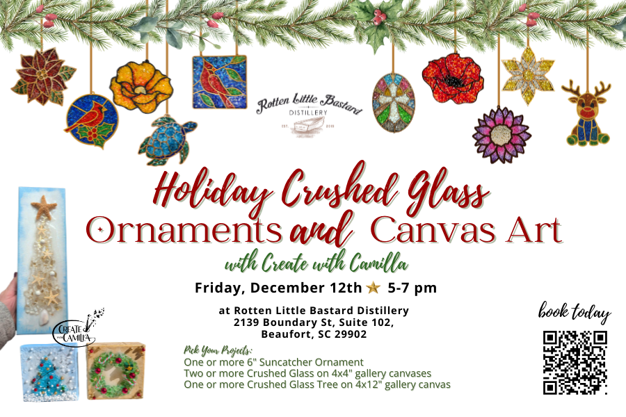 Holiday Crushed Glass Ornaments & Canvas Art