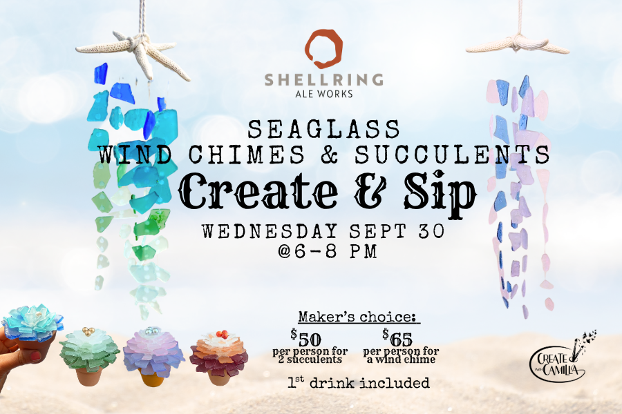 Seaglass Wind Chimes and Succulents