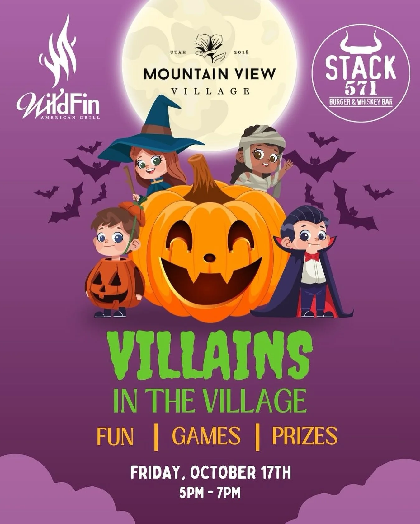 🎃 Villains are taking over Mountain View Village!
Join us this Friday, October 17th from 5–7 PM for Villains in the Village — a night full of costumes, crafts, games, candy, and more!
We’ll be teaming up with our friends at @wil