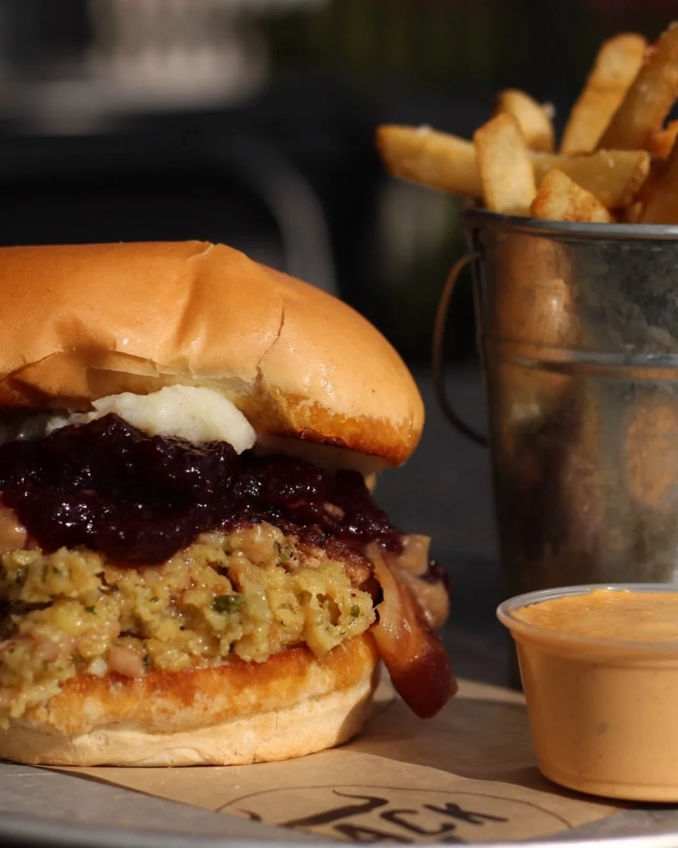 🍔✨ Meet our November Burger of the Month: The Turkey Burger!

A Thanksgiving feast between two buns&mdash;no carving knife required. Picture this: a juicy sage-and-thyme turkey patty topped with creamy Brie, smoky bacon, rich gravy, golden mashed po