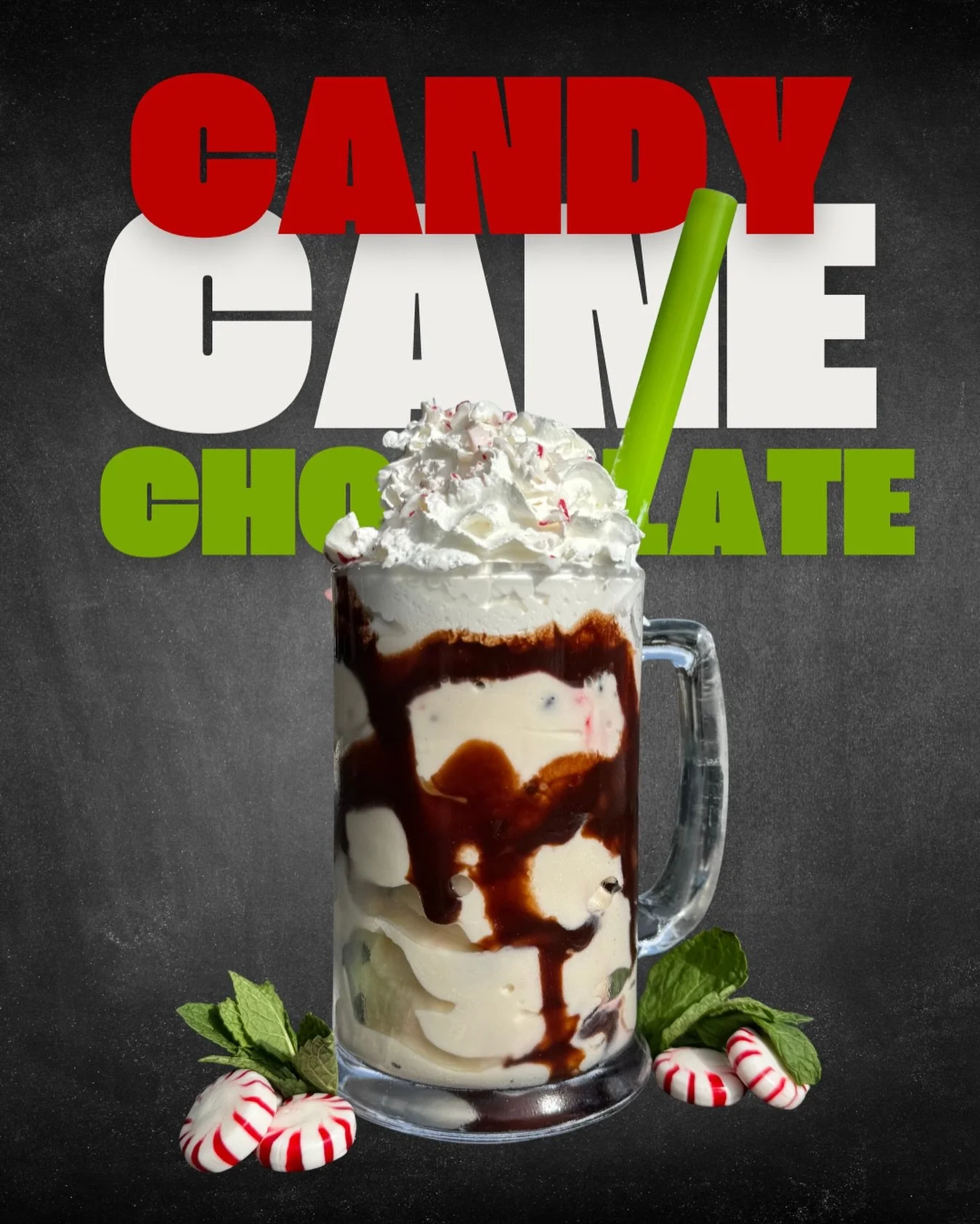 🍭🍬 LAST CALL!! There are only a couple weeks left to try our Candy Cane Chocolate Shake&mdash;the festive treat you&rsquo;ve been dreaming about.

Our December Shake of the Month starts with creamy vanilla soft serve swirled with crushed candy cane
