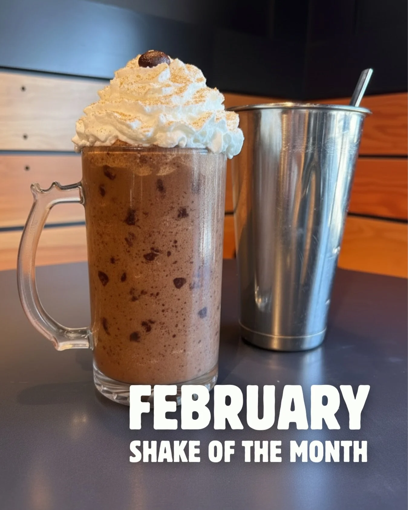 ☕🍫 FEBRUARY SHAKE OF THE MONTH is here!

Meet the Mexican Mocha&mdash;creamy vanilla soft serve blended with our house-made Mexican mocha mix, layered with rich chocolate, warm cinnamon, and a bold coffee finish. Topped with whipped cream, espresso 