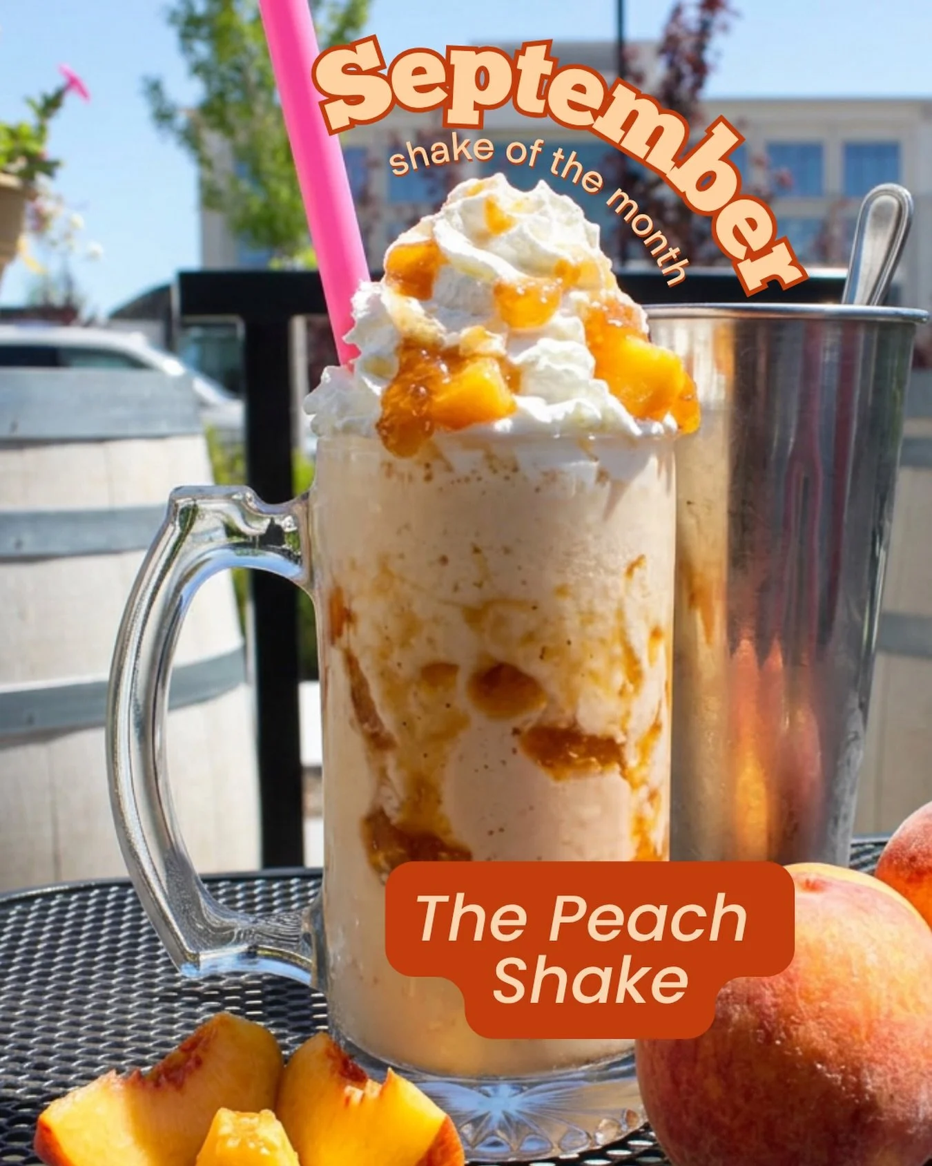 🍑 Peaches, peaches, peaches, peaches&hellip; 🍑

🥤 Meet our September Shake of the Month🥤
🍑 The Peach Shake: creamy vanilla soft serve, house-made peach compote, fresh local orchard peaches, a whipped cream mountain.

Here for September only. Com