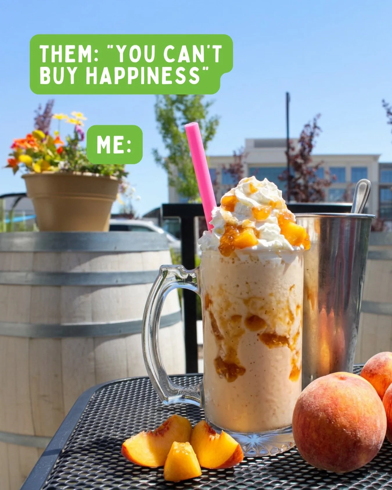 Maybe you can&rsquo;t buy happiness. But, you can buy our September Shake of the Month, and it sure TASTES like happiness&hellip; 🍑☀️☺️🍑

🛍️
@shopmvvillage