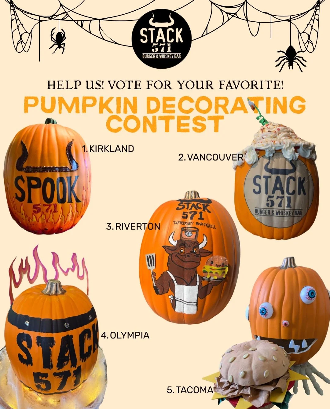 🎃 Our teams went all out. 🎃 Every Stack 571 location showed up for our Pumpkin Decorating Contest. Now someone has to win.

That&rsquo;s where YOU come in&hellip; 🏆

Drop your vote in the comments! Comment the name and/or number of the location yo