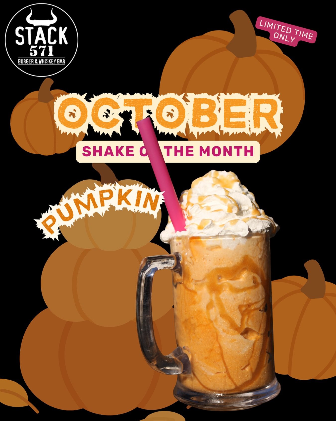 We heard pumpkin spice is &ldquo;so basic&rdquo;&hellip; we also heard you ordering a second one. 🙄

🎃 October&rsquo;s Shake of the Month: Pumpkin. 🎃

Thick. Spiced. Unbothered.

.
.
.

#pumpkinspiceseason #stack571 #shakeofthemonth #pumpkinshake 