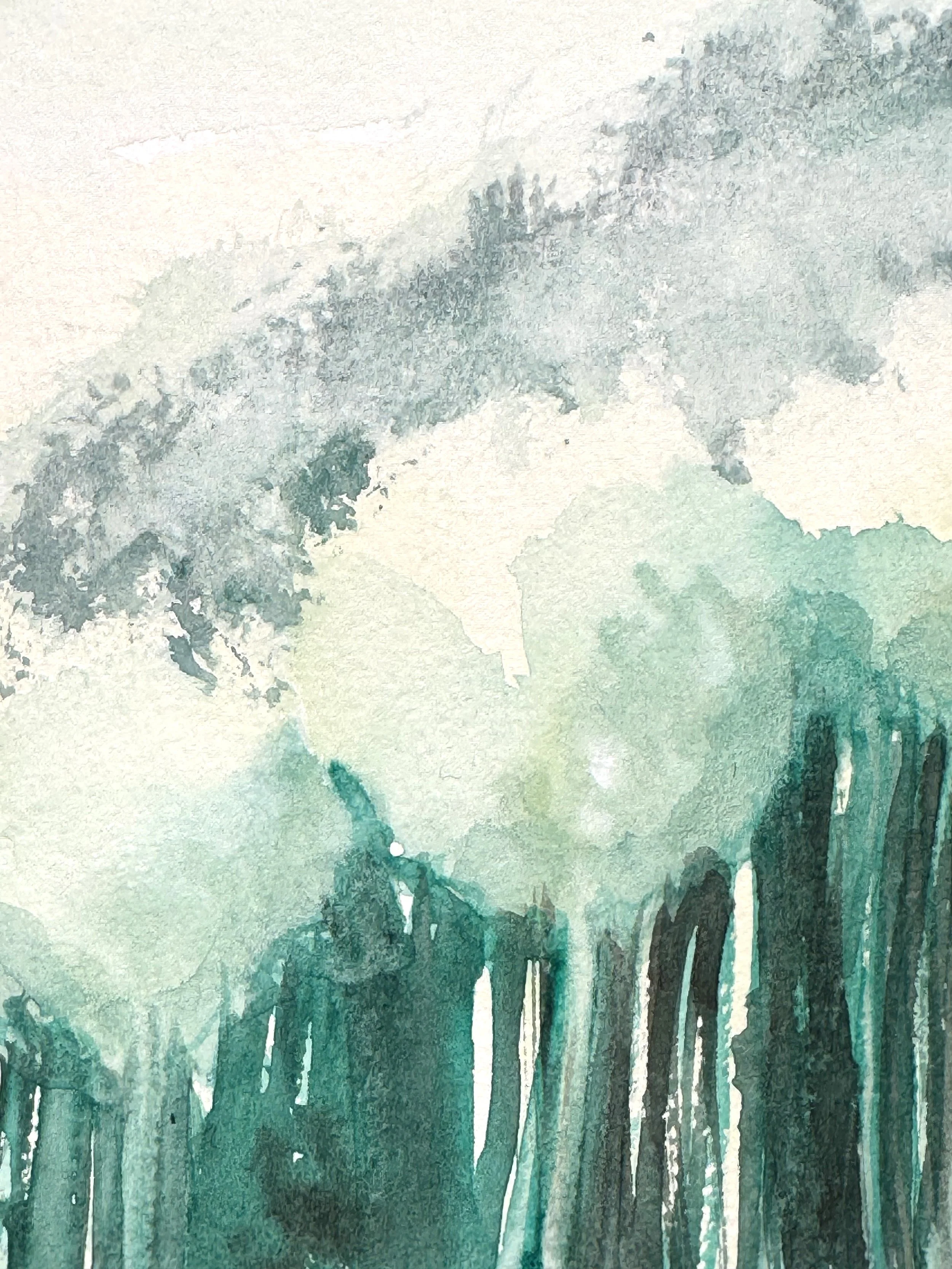 minimalist nature painting with misty atmosphere