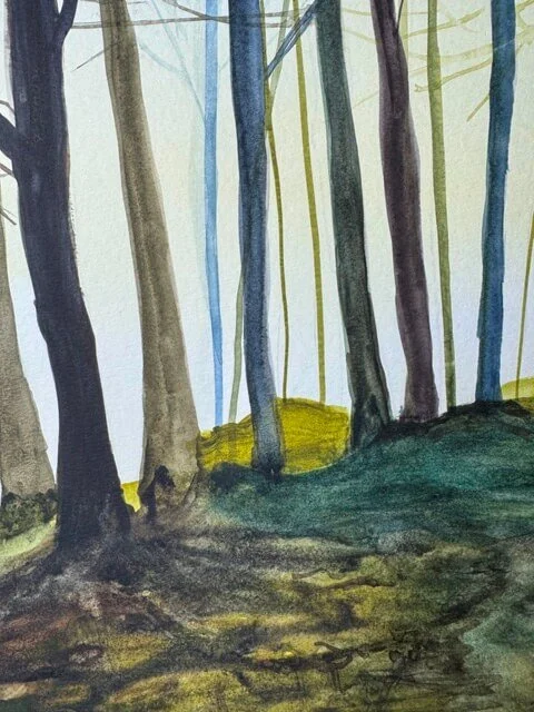 Zoomed-in view of the forest floor and hill contours in "The Waiting Grove"