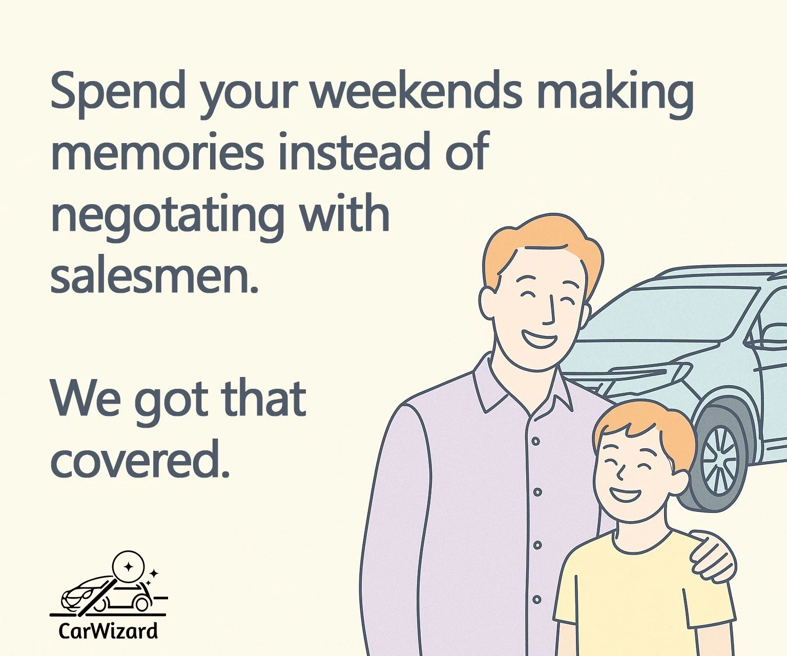 Weekends are for family, not fighting with salesmen.
CarWizard handles the hard part so you can focus on making memories. 💜✨

#CarWizard #CarBuyingMadeEasy #SkipTheDealership #CarHacks #CarShopping #LeaseDeals #FamilyTime #CarWizardTips #SaveTimeSav