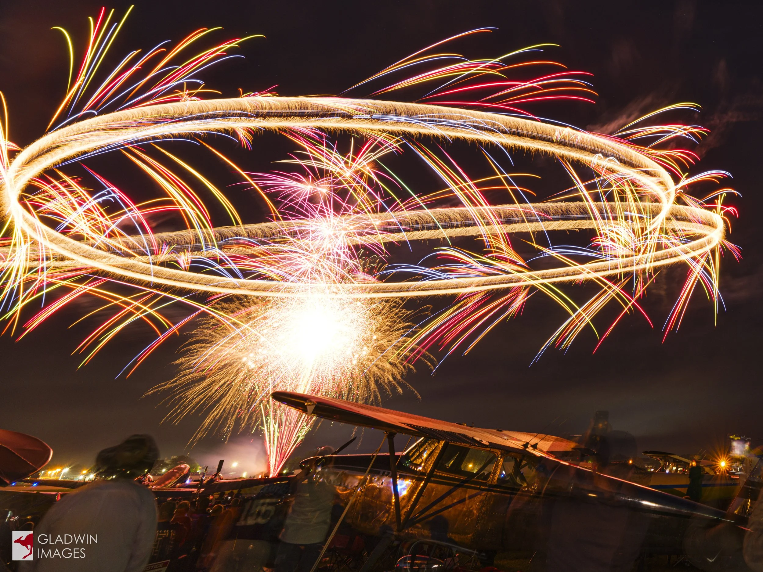 Nighttime fireworks display part of Aviation Fine Art photography by Steve Gladwin