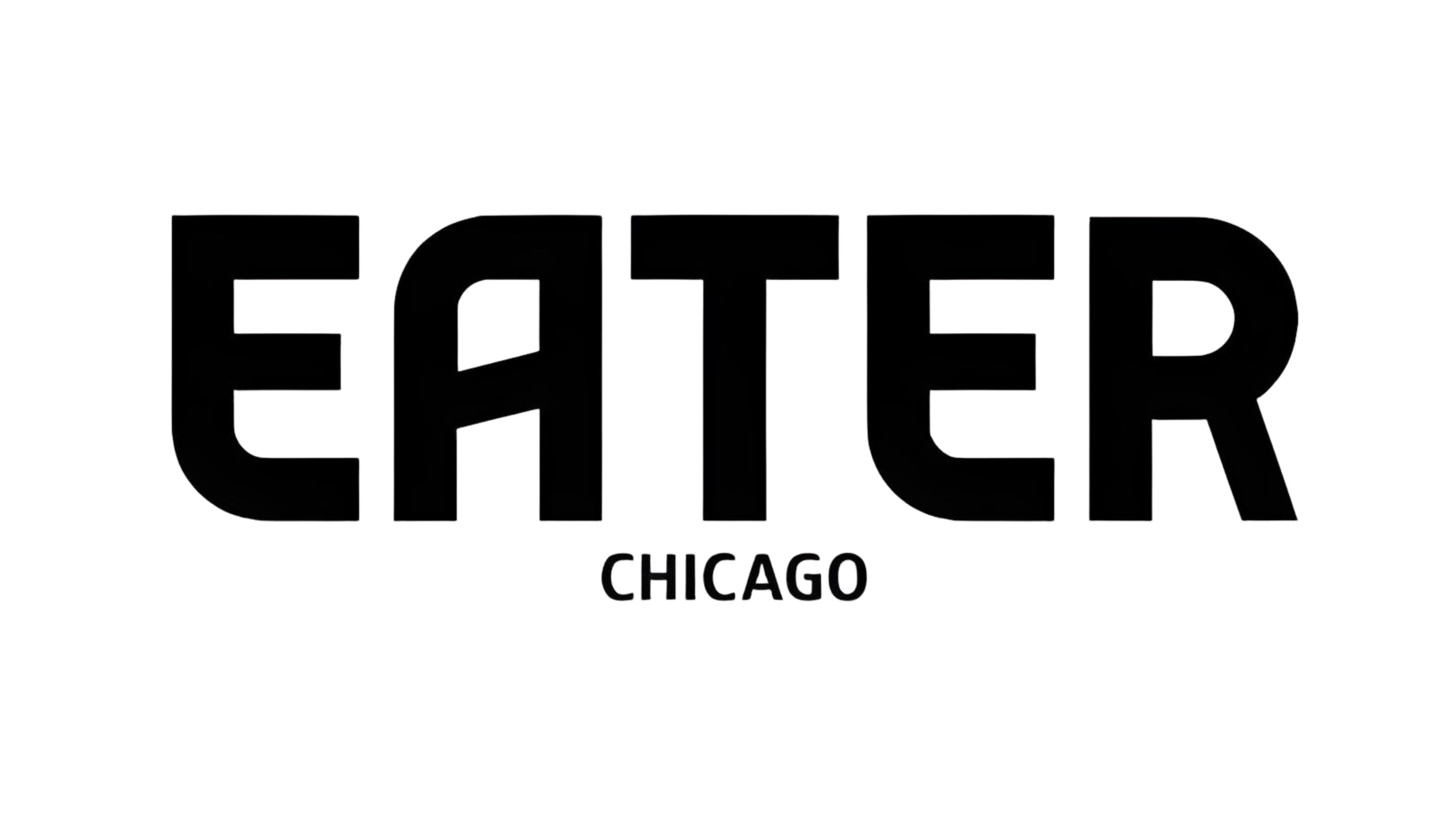 Styled black text spelling 'EATER' with a smaller word 'CHICAGO' underneath, on a transparent background.