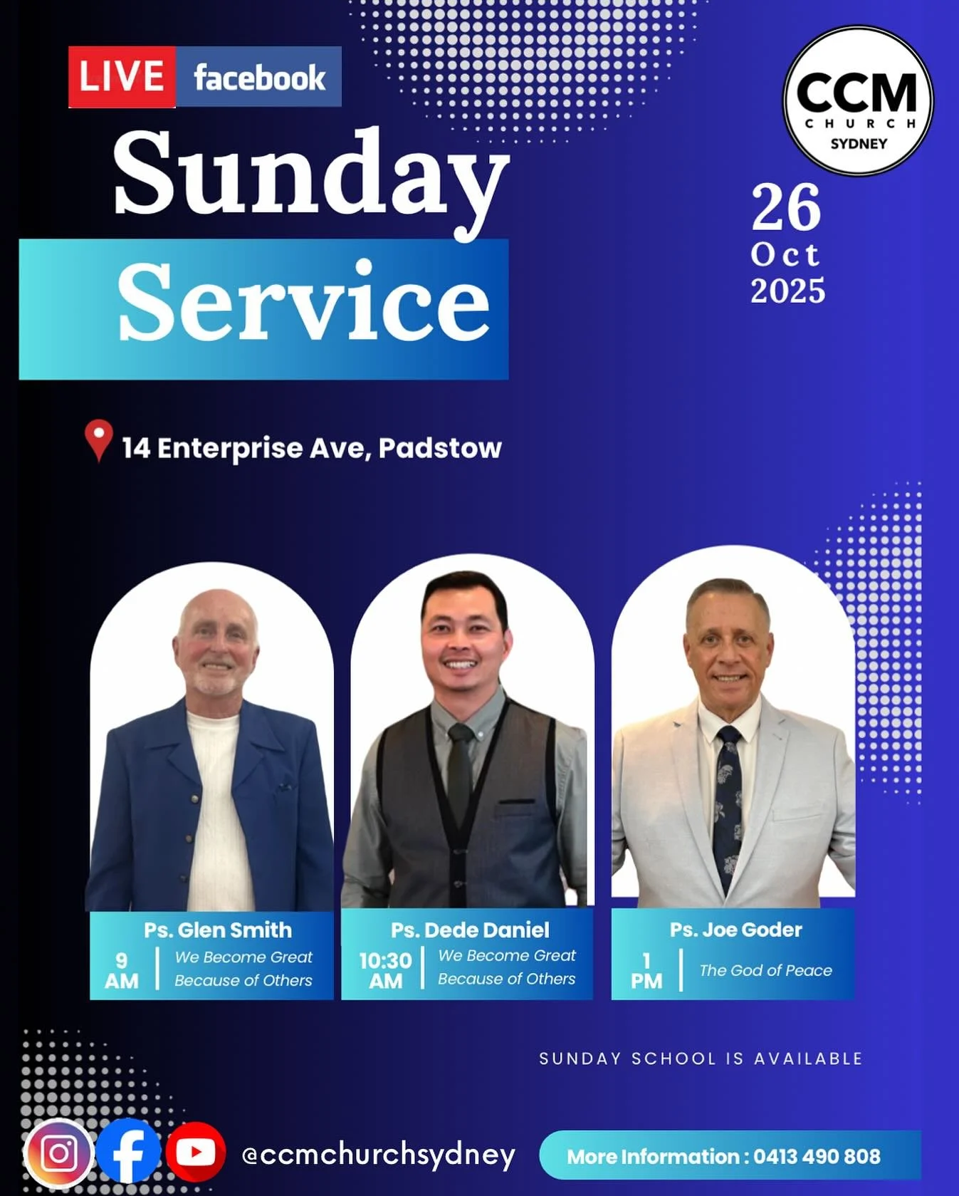 Let’s come together and celebrate His love and goodness, come with praise and thanksgiving @ccmchurchsydney. The Lord is good forever! 🙌🏻🙏
Bring along your family and friends, see you on Sunday! 
CCM Church Sydney, Sunday Services:
⏰ 9 AM
