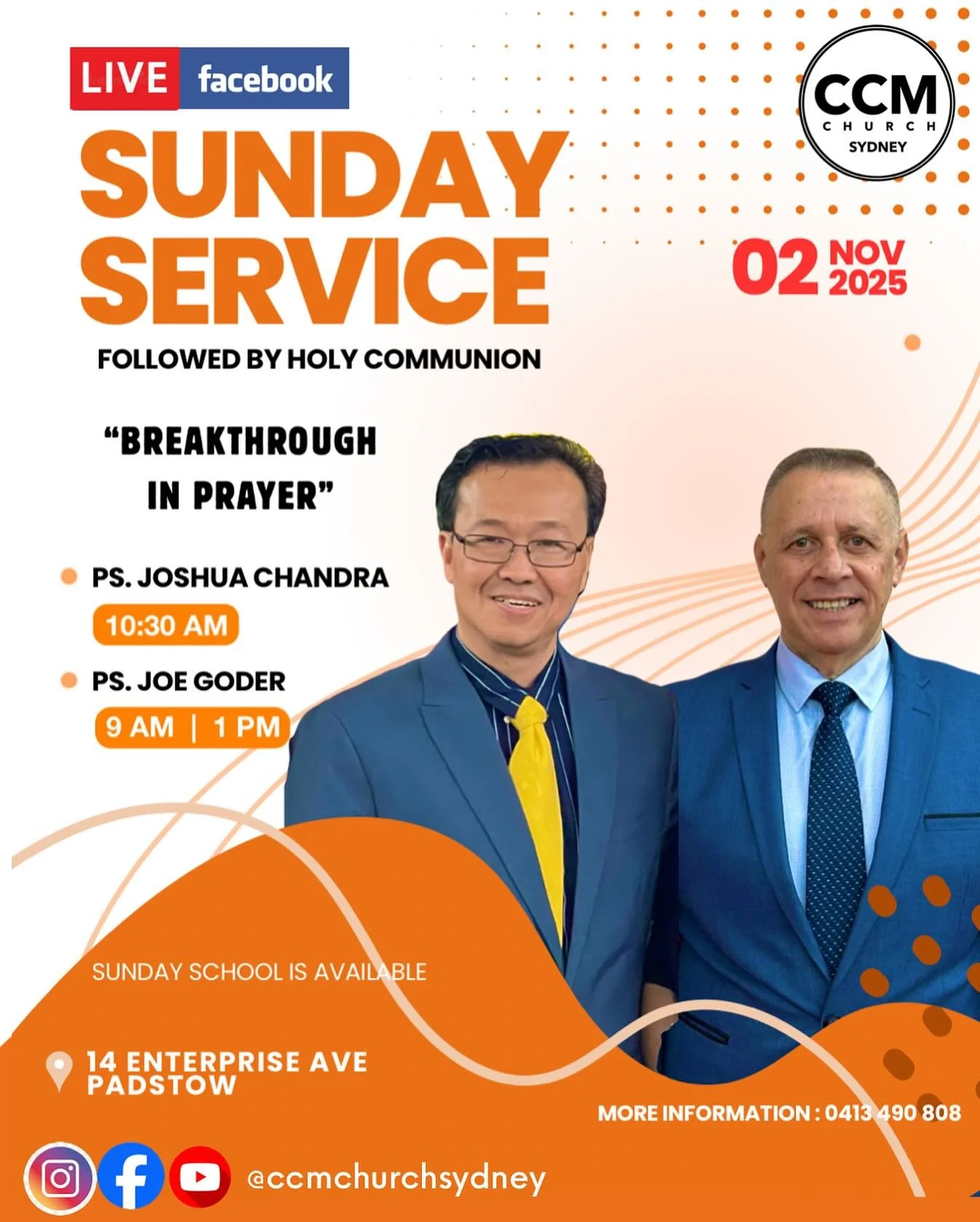 Shalom!
Welcome to 1st Sunday in November, Let&rsquo;s come together to offer our worship and gratitude for all that God has done, is doing, and will continue to do in our lives. 

And also prepare our heart to take part in the Holy Communion. 

See 