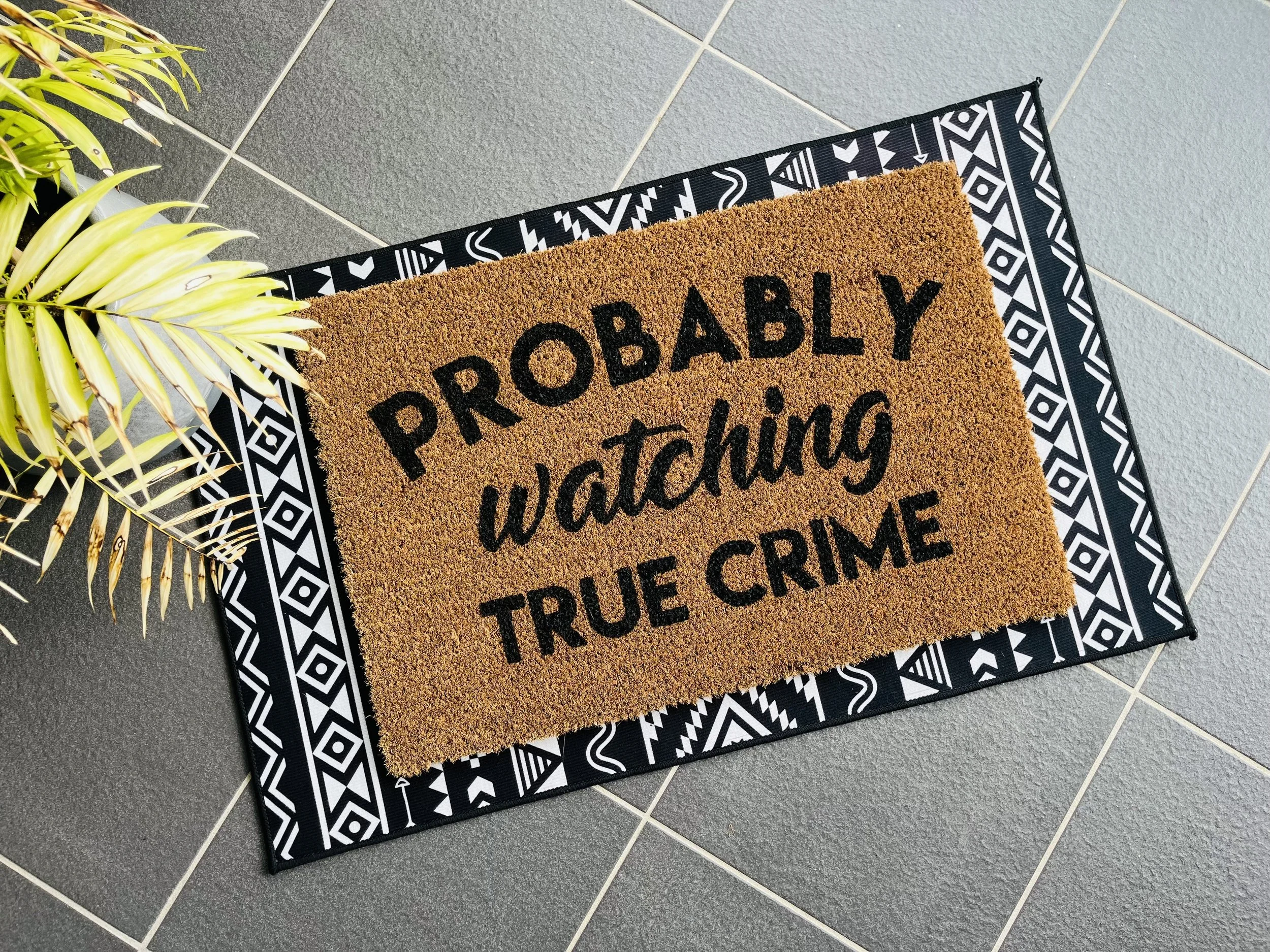Probably Watching True Crime Door Mat