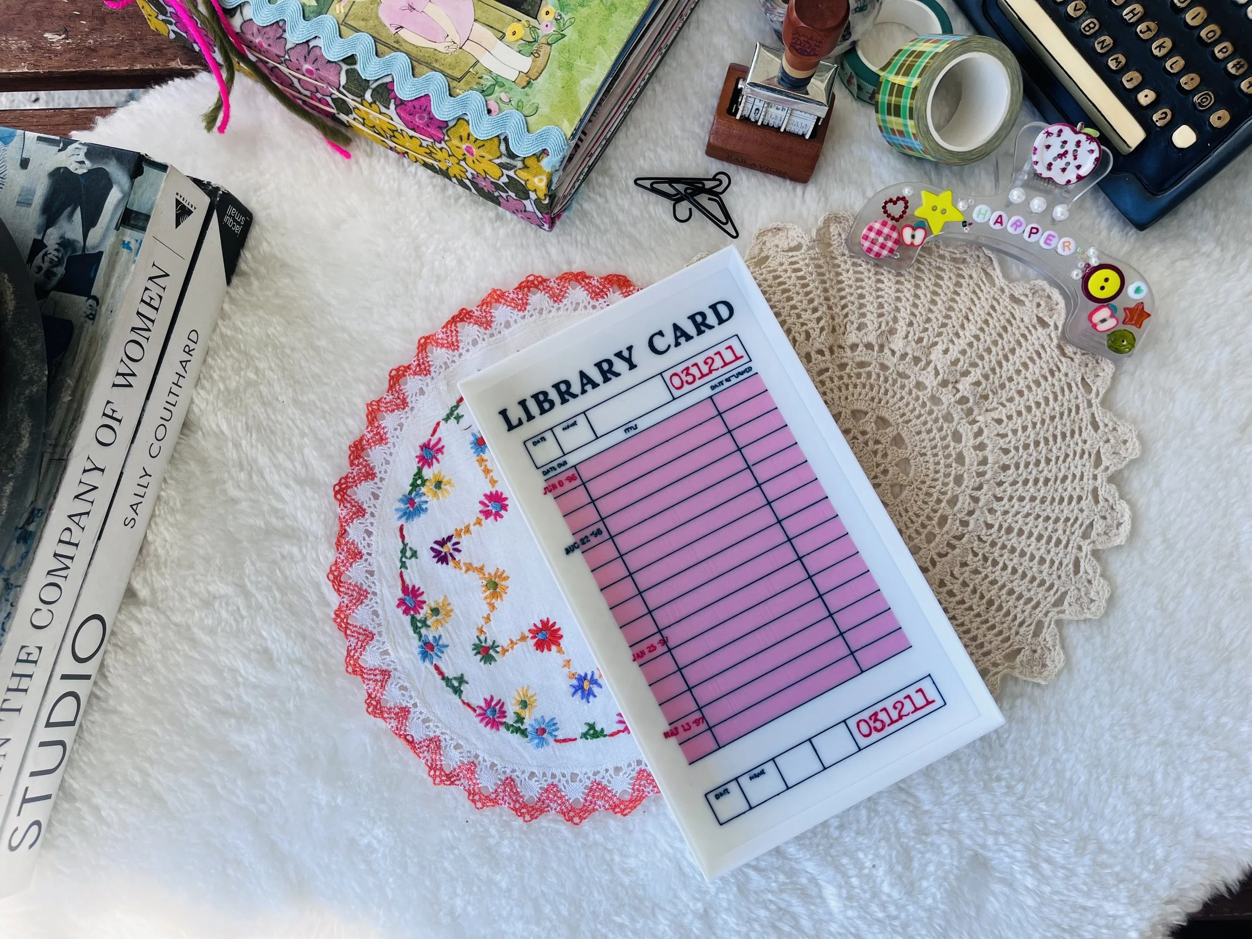 Vintage Library Card Trinket Tray