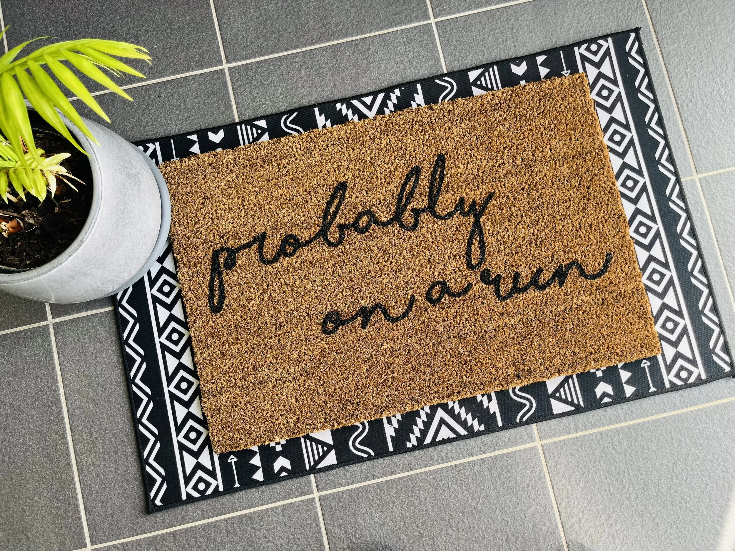 Probably on a Run Doormat Cursive Funny Mat