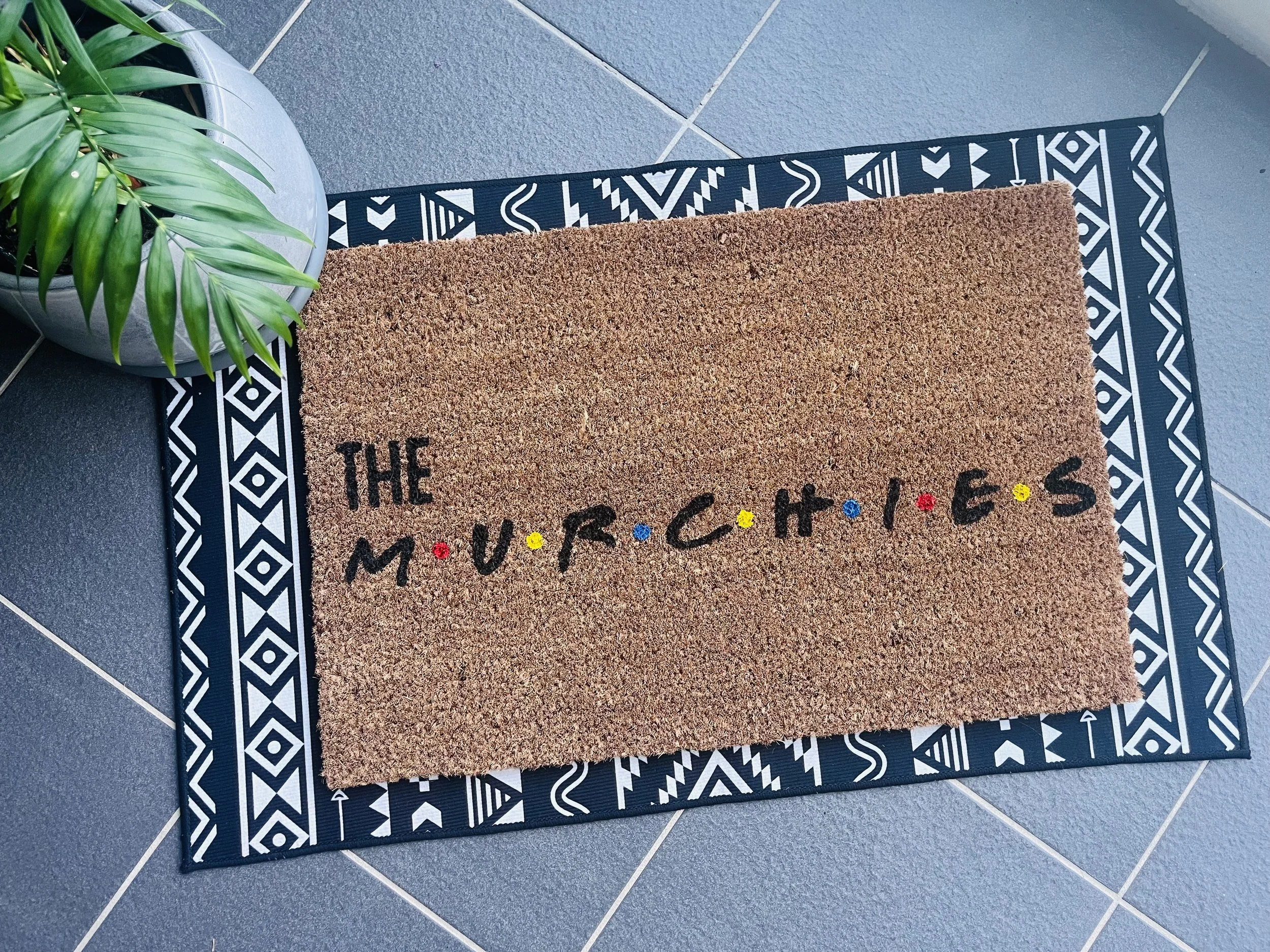 Personalised Last Name Coir Doormat: Friends Inspired
