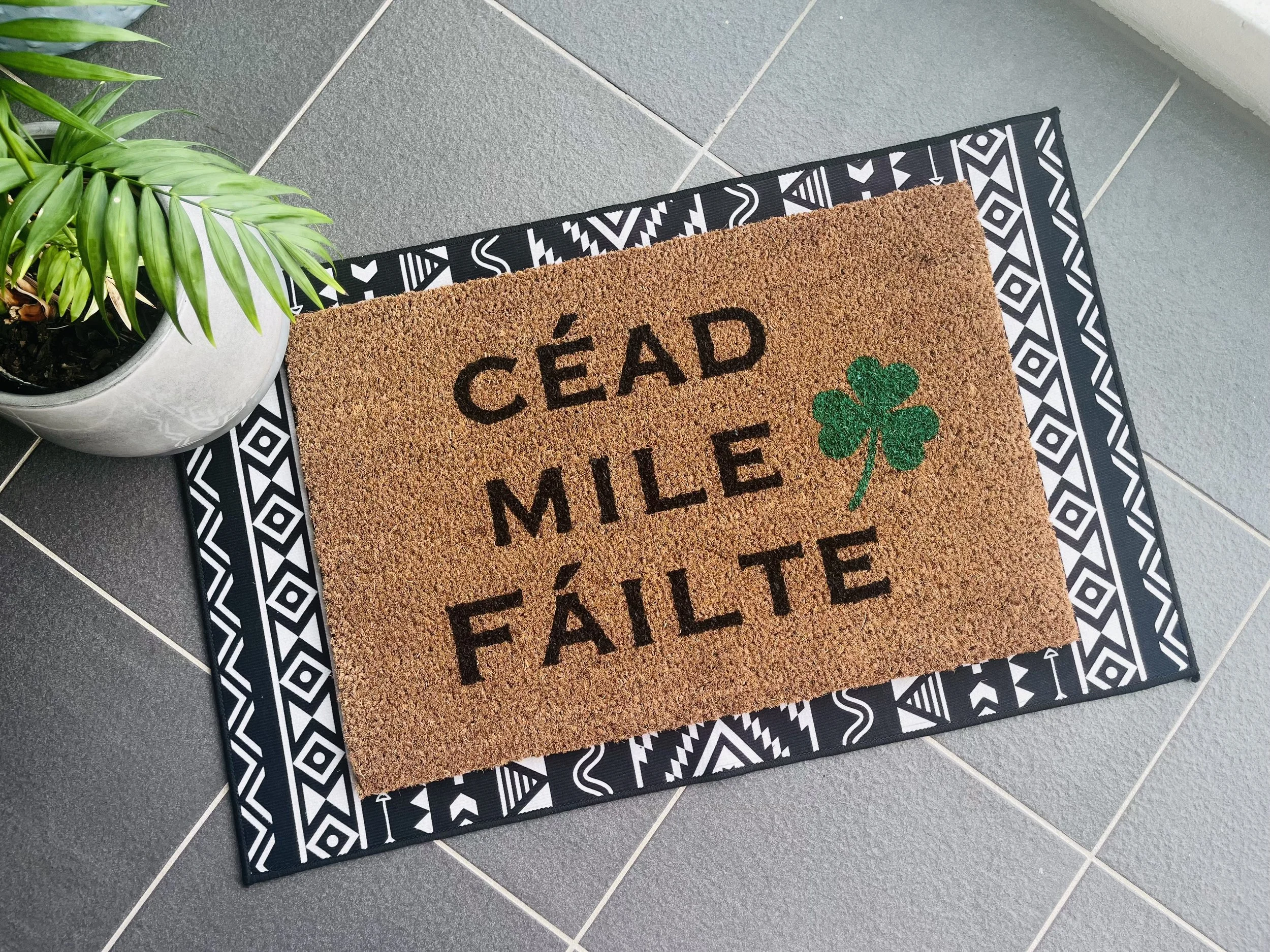 Cead Mile Failte Coir Doormat Hand-Painted Irish Welcome Mat